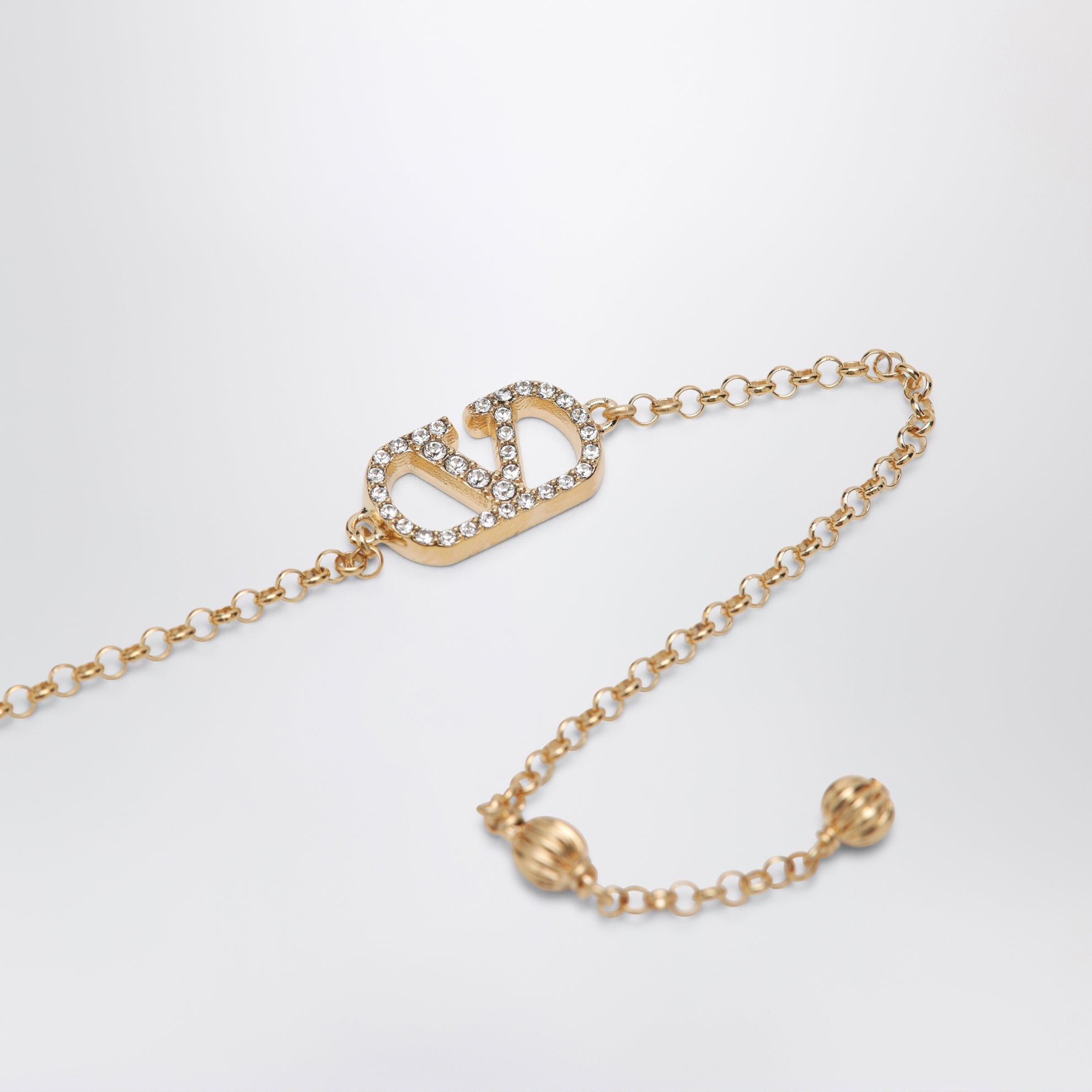 Bracelet VLogo Signature doré avec cristaux