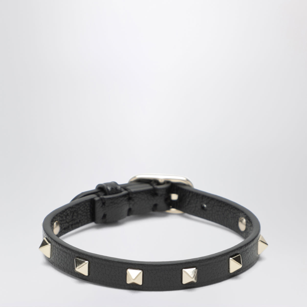 Schwarzes Rockstud Armband aus Leder