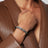 Bracelet Rockstud gris en cuir