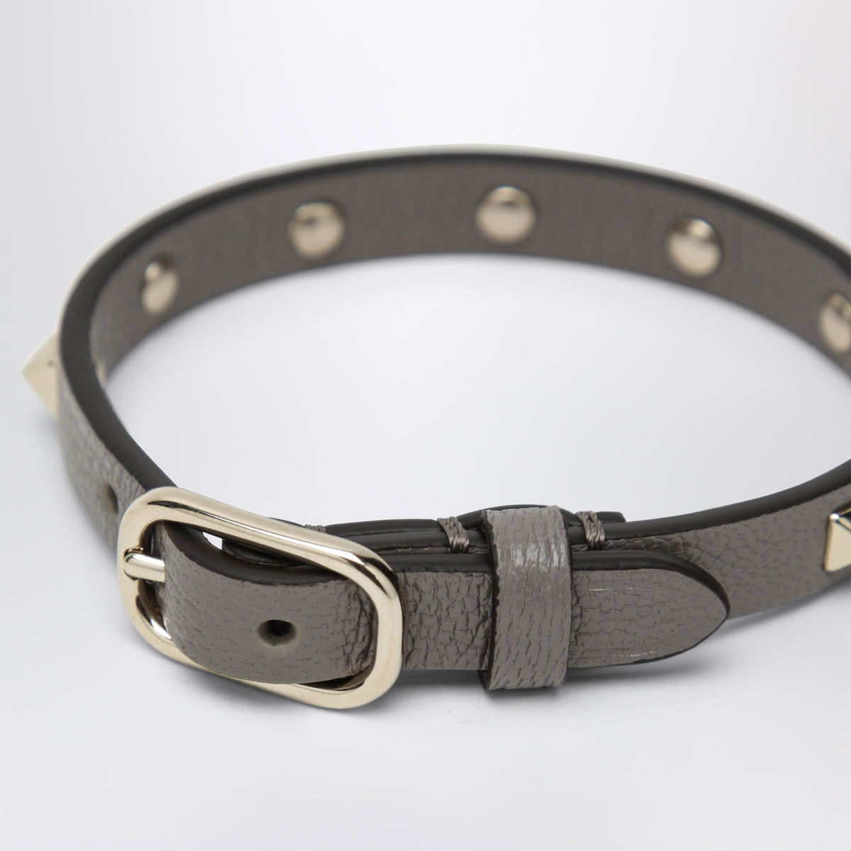 Bracelet Rockstud gris en cuir