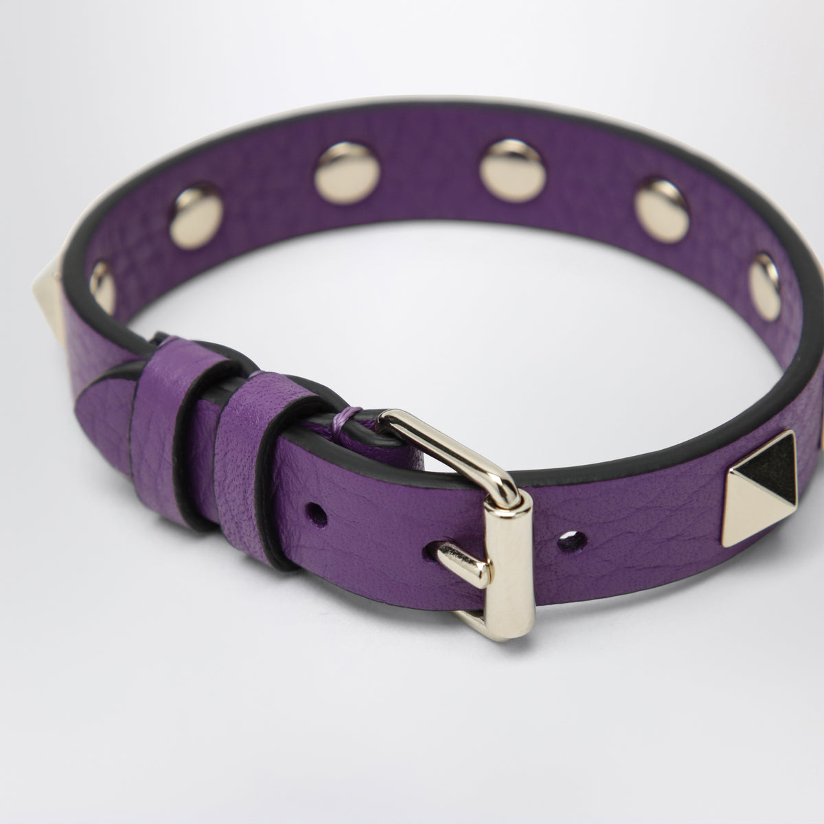 Bracelet Rockstud violet en cuir