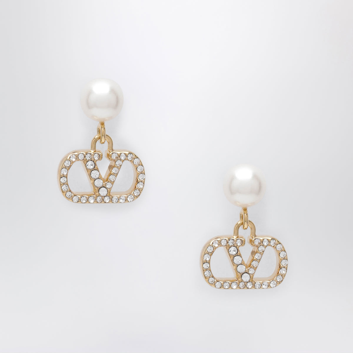 Boucles d'oreilles VLogo Signature avec perles et cristaux Swarovski