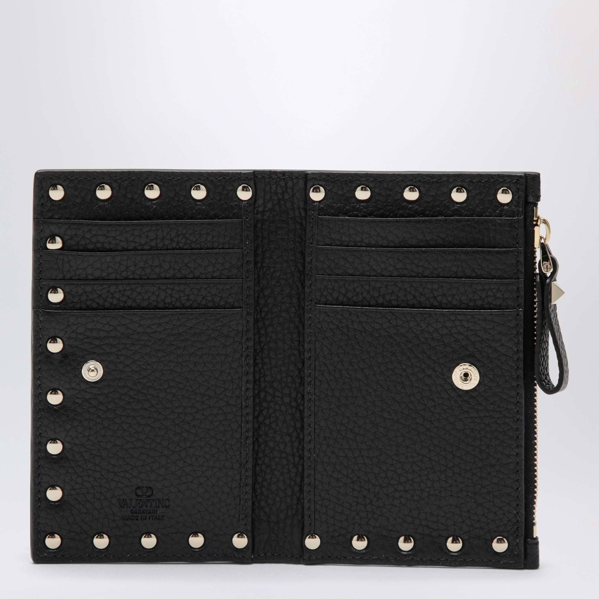 Portafoglio Rockstud nero in pelle