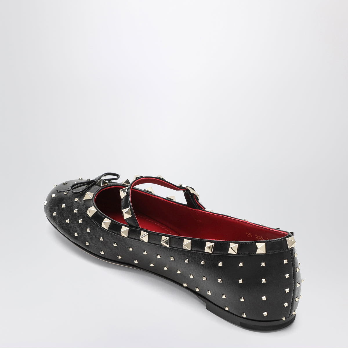 Black Rockstud leather ballerinas