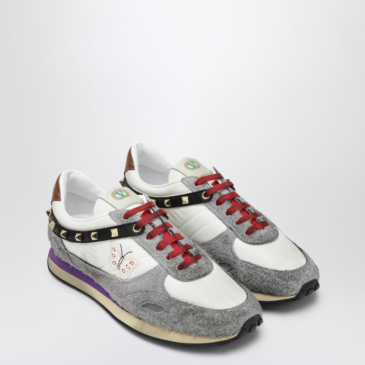 Baskets Stud Up Runner grises en daim et nylon