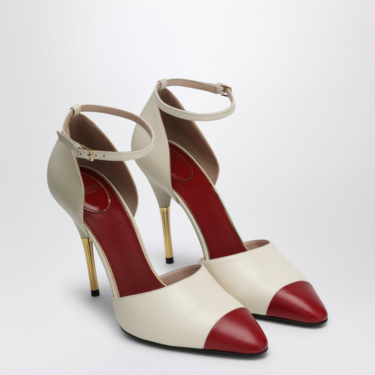 Butter White/Rote Sinead Pumps aus Ziegenleder