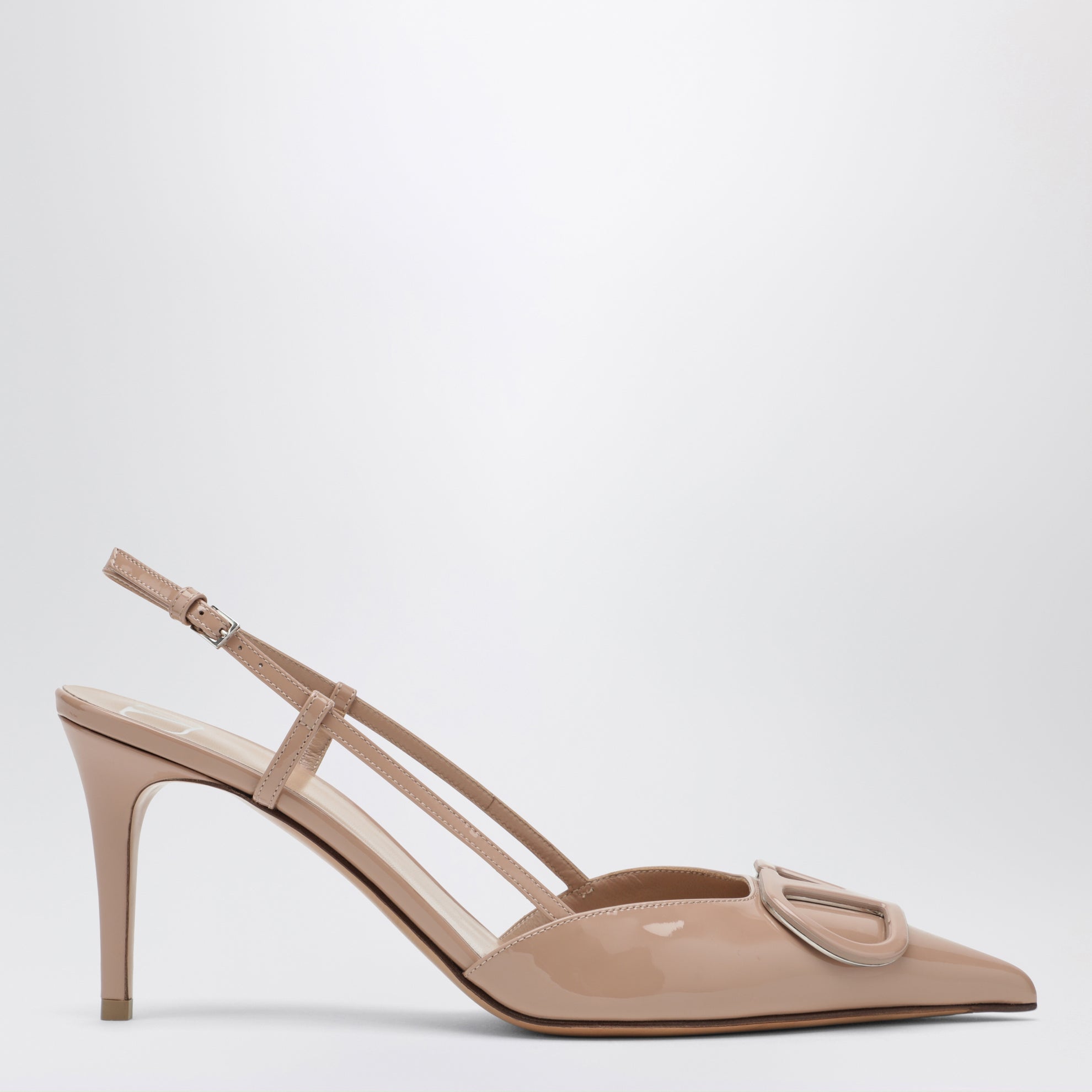 Décolleté slingback VLogo Signature color cipria in vernice