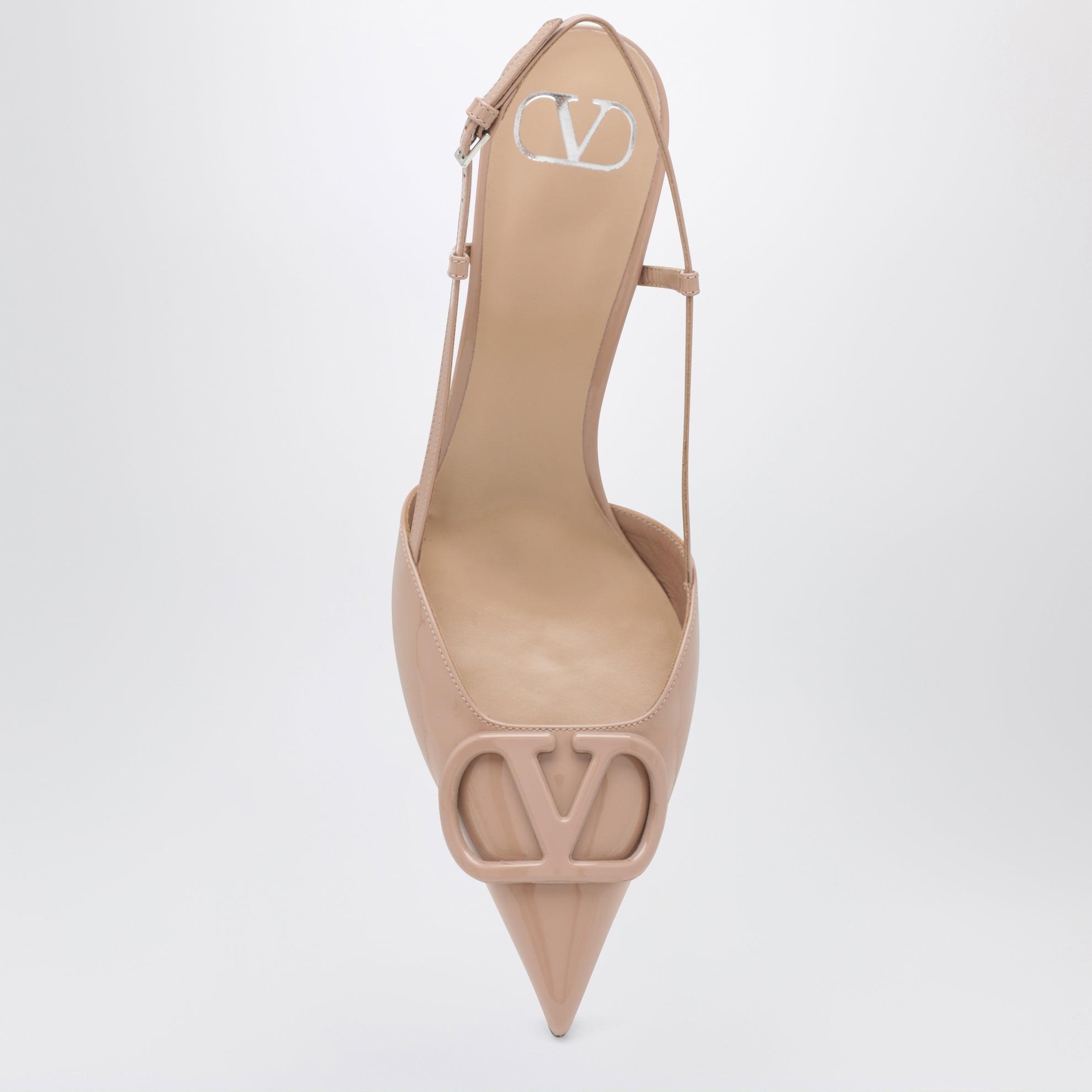 Décolleté slingback VLogo Signature color cipria in vernice