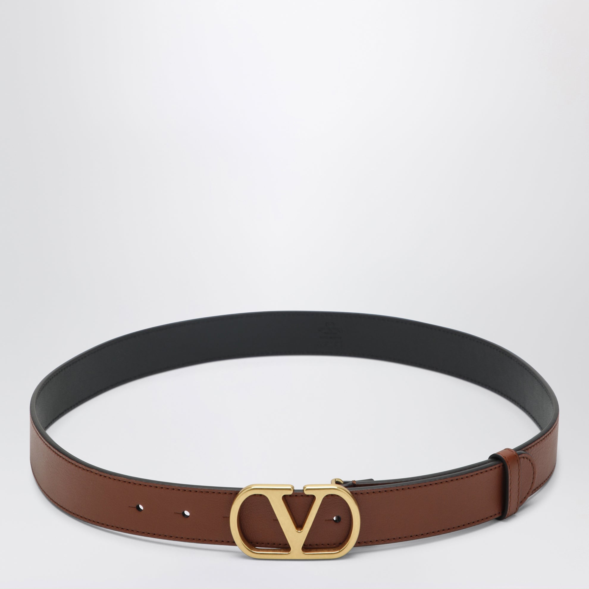 Ceinture VLogo Signature caramel en cuir