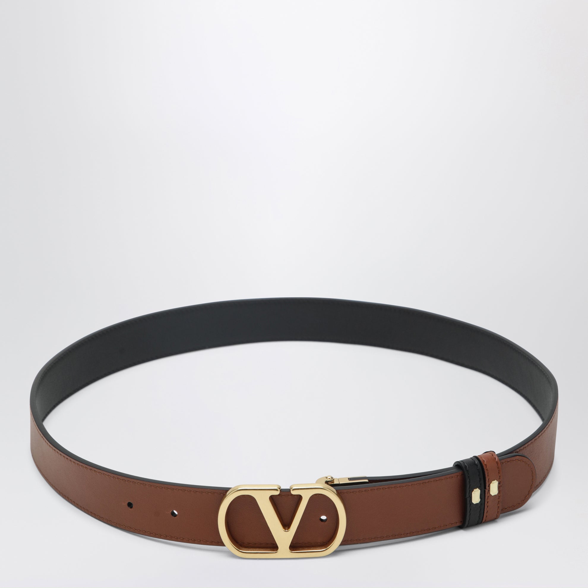 Ceinture réversible en cuir de veau noir VLogo Signature