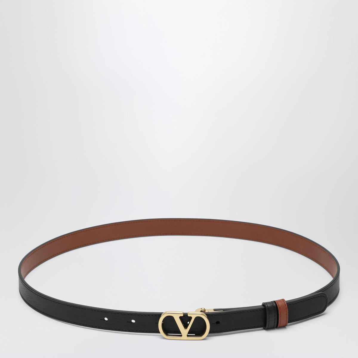 Cintura VLogo Signature reversibile nera/caramello