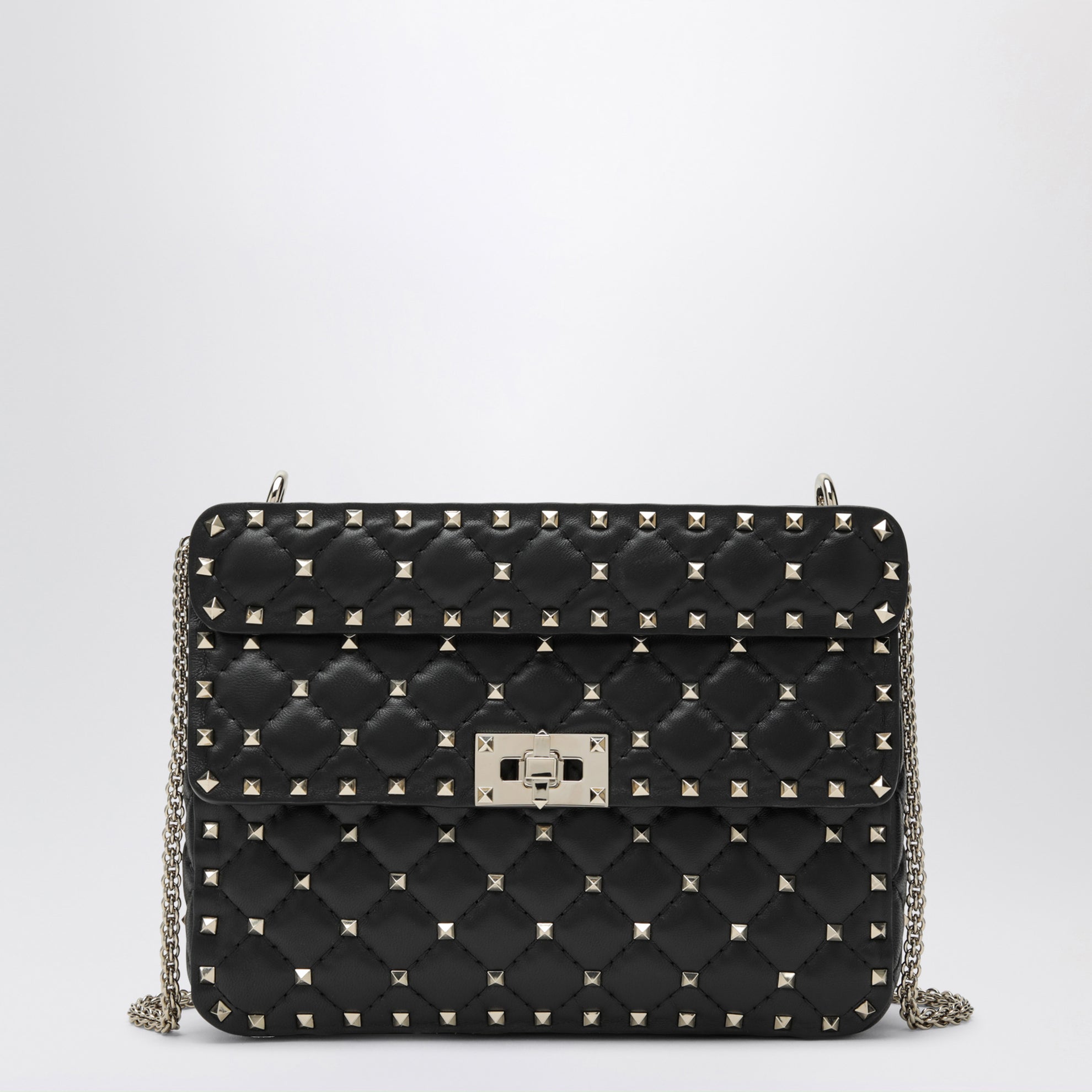 Borsa Media Rockstud Spike in Nappa nera