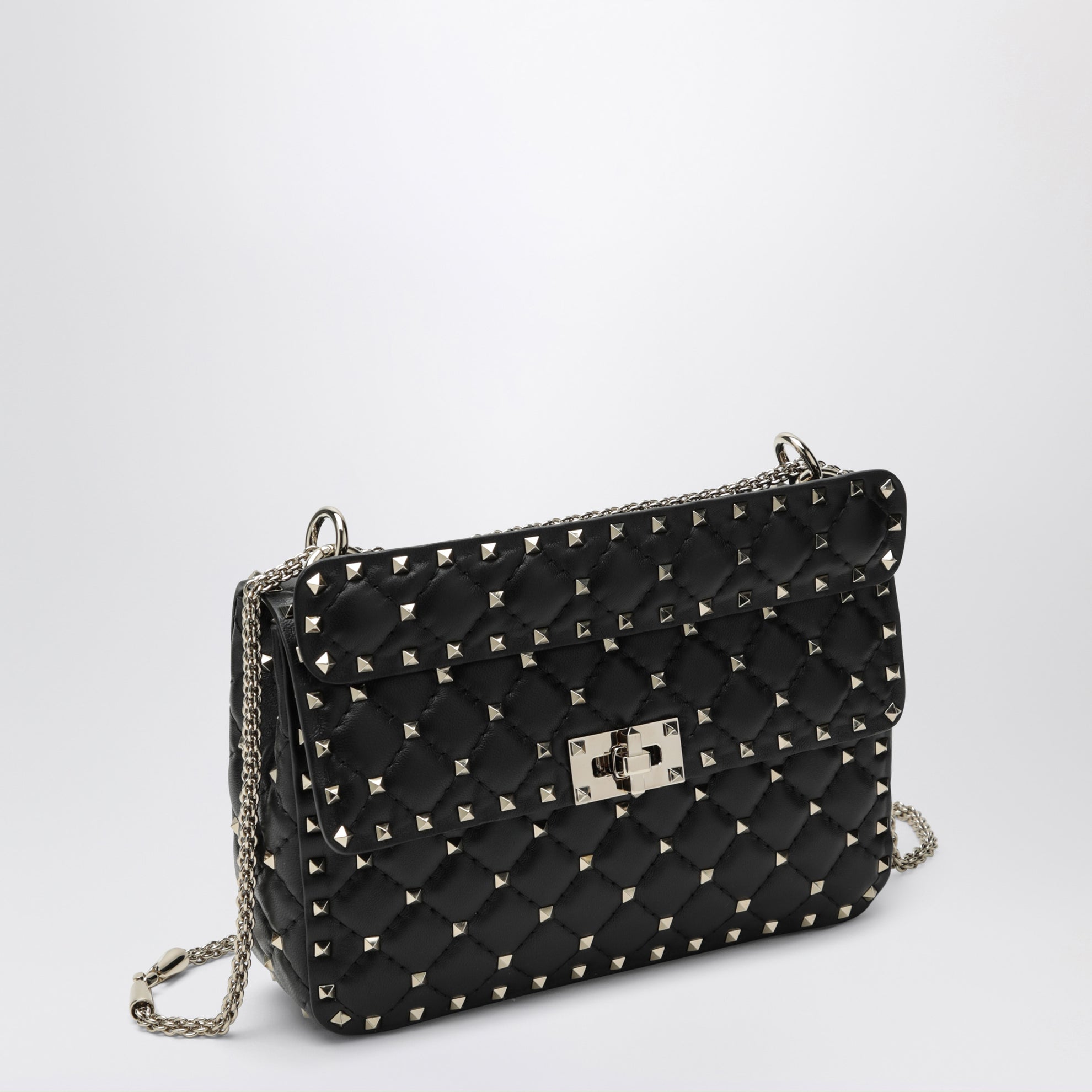 Borsa Media Rockstud Spike in Nappa nera