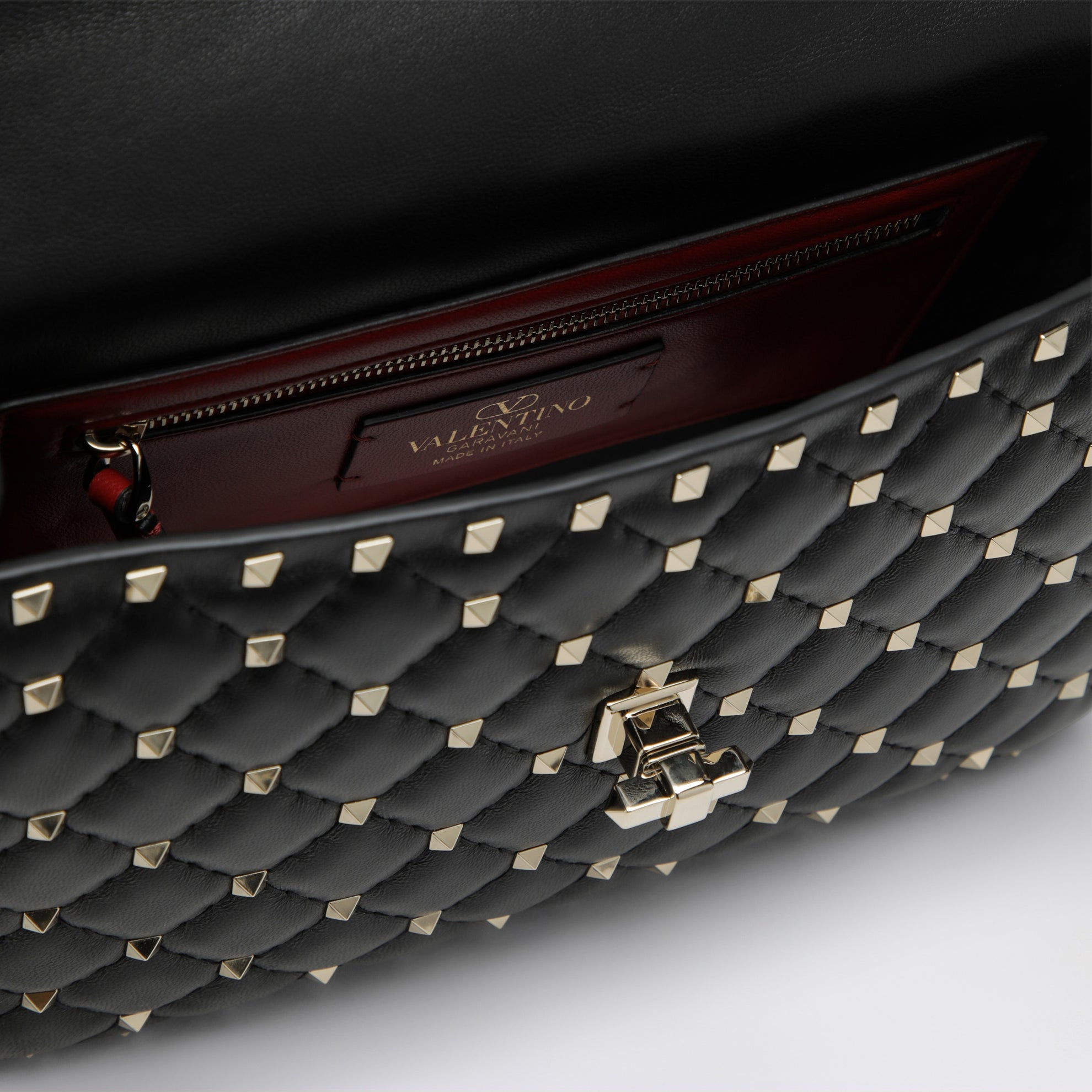 Borsa Media Rockstud Spike in Nappa nera
