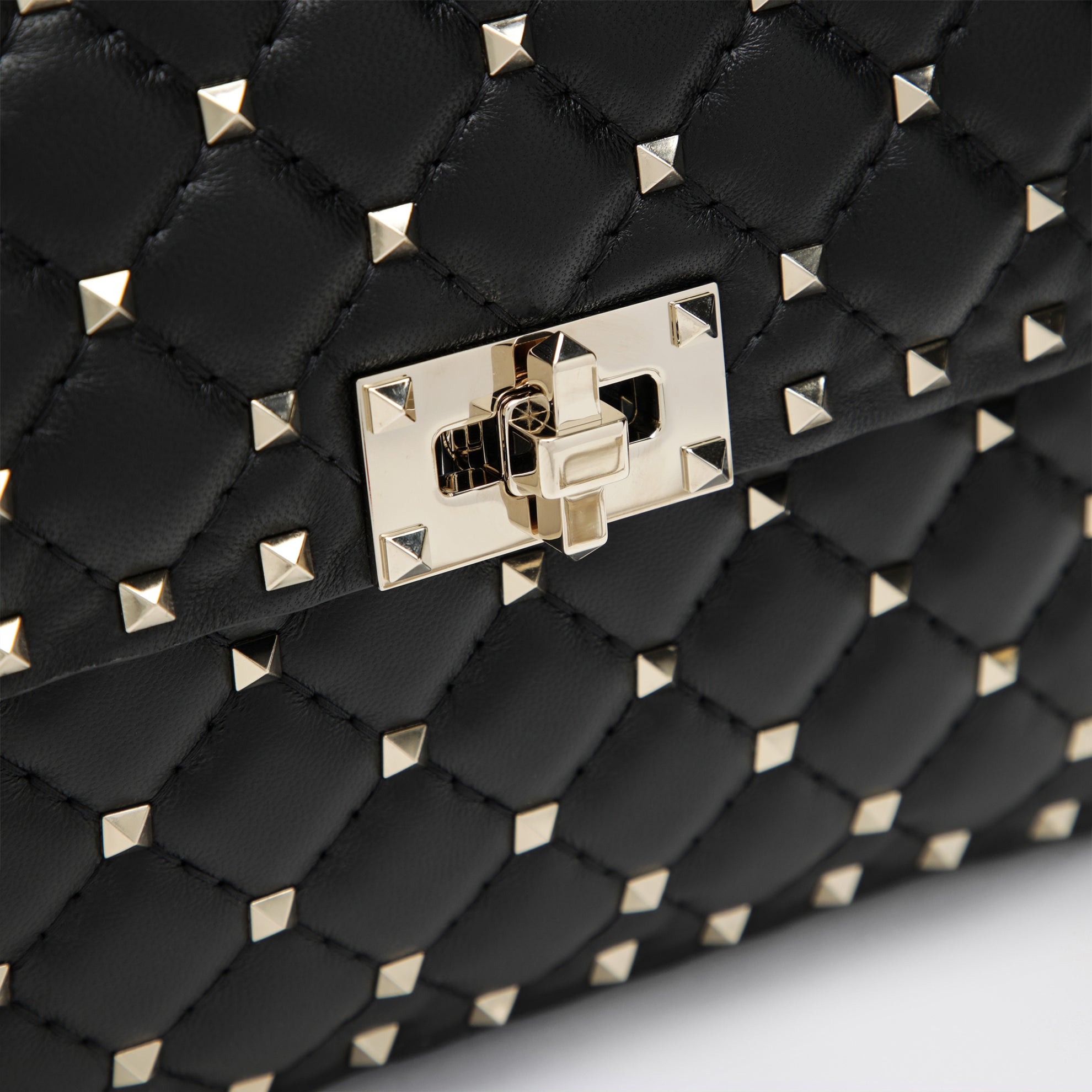 Borsa Media Rockstud Spike in Nappa nera