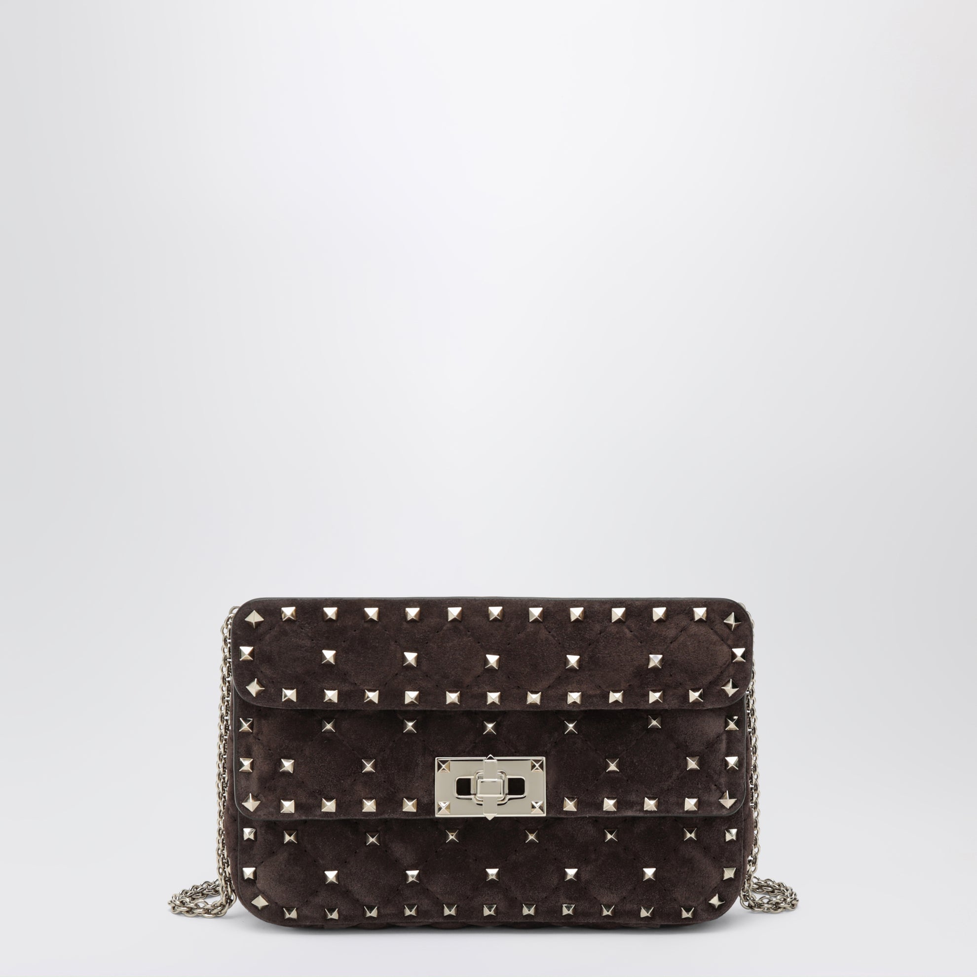Borsa Rockstud Spike in suede marrone