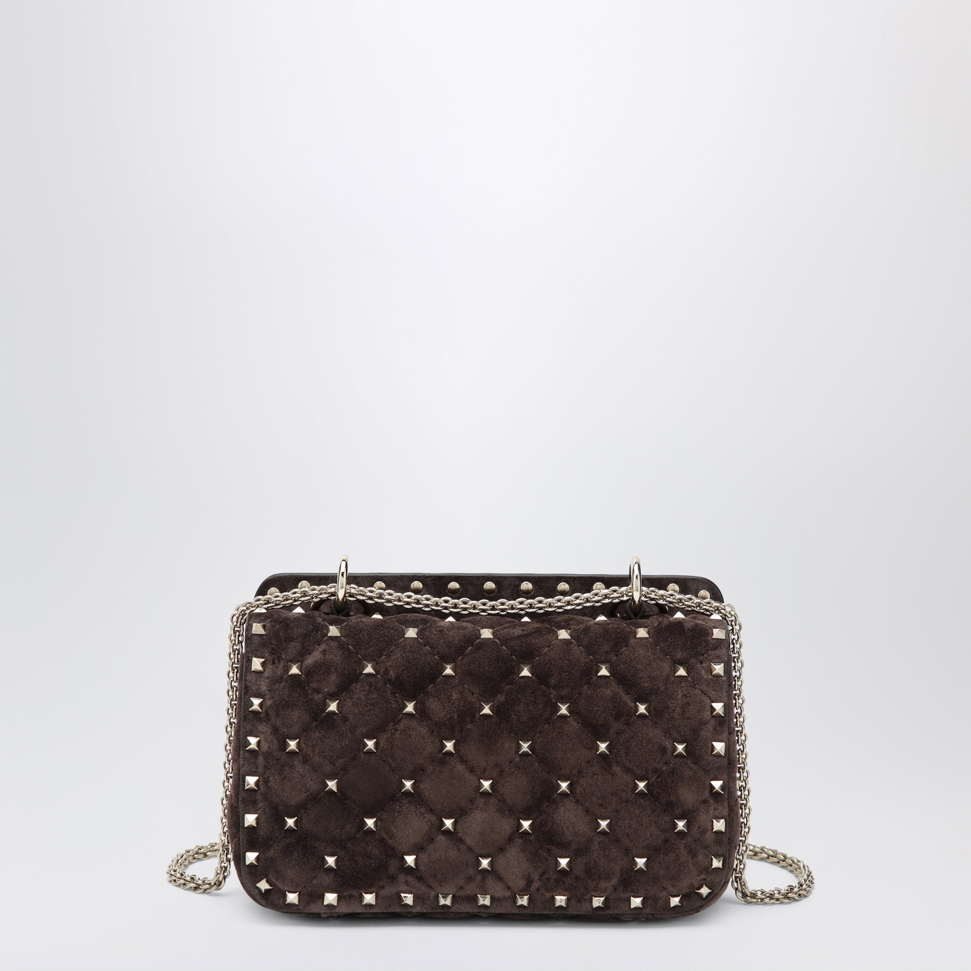 Borsa Rockstud Spike in suede marrone