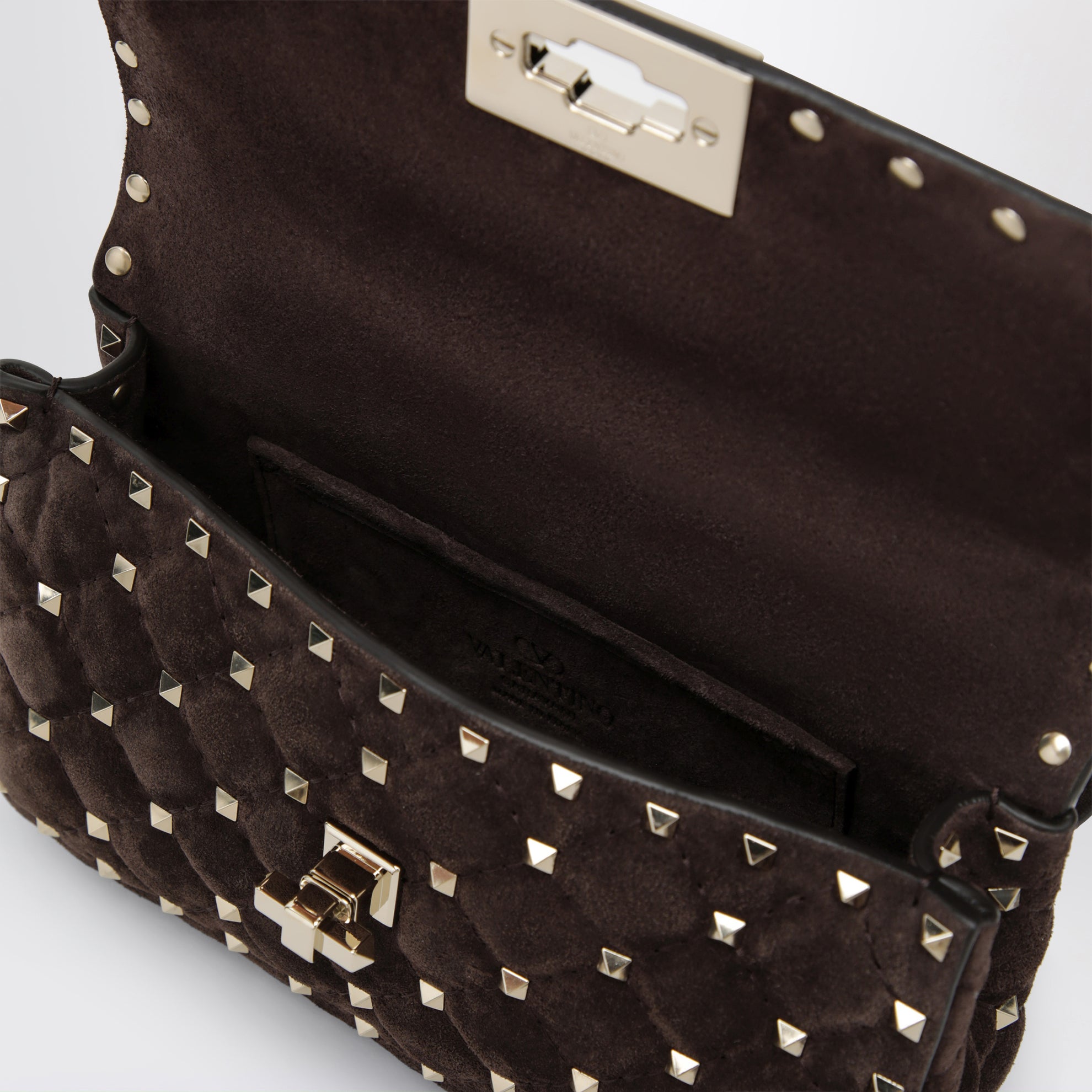Borsa Rockstud Spike in suede marrone