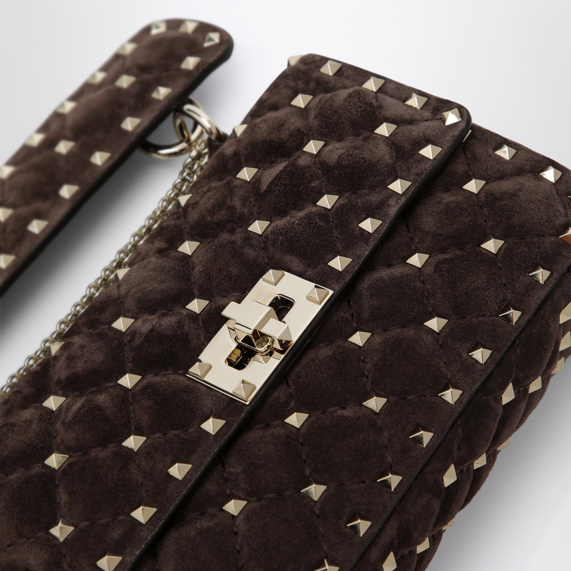 Borsa Rockstud Spike in suede marrone
