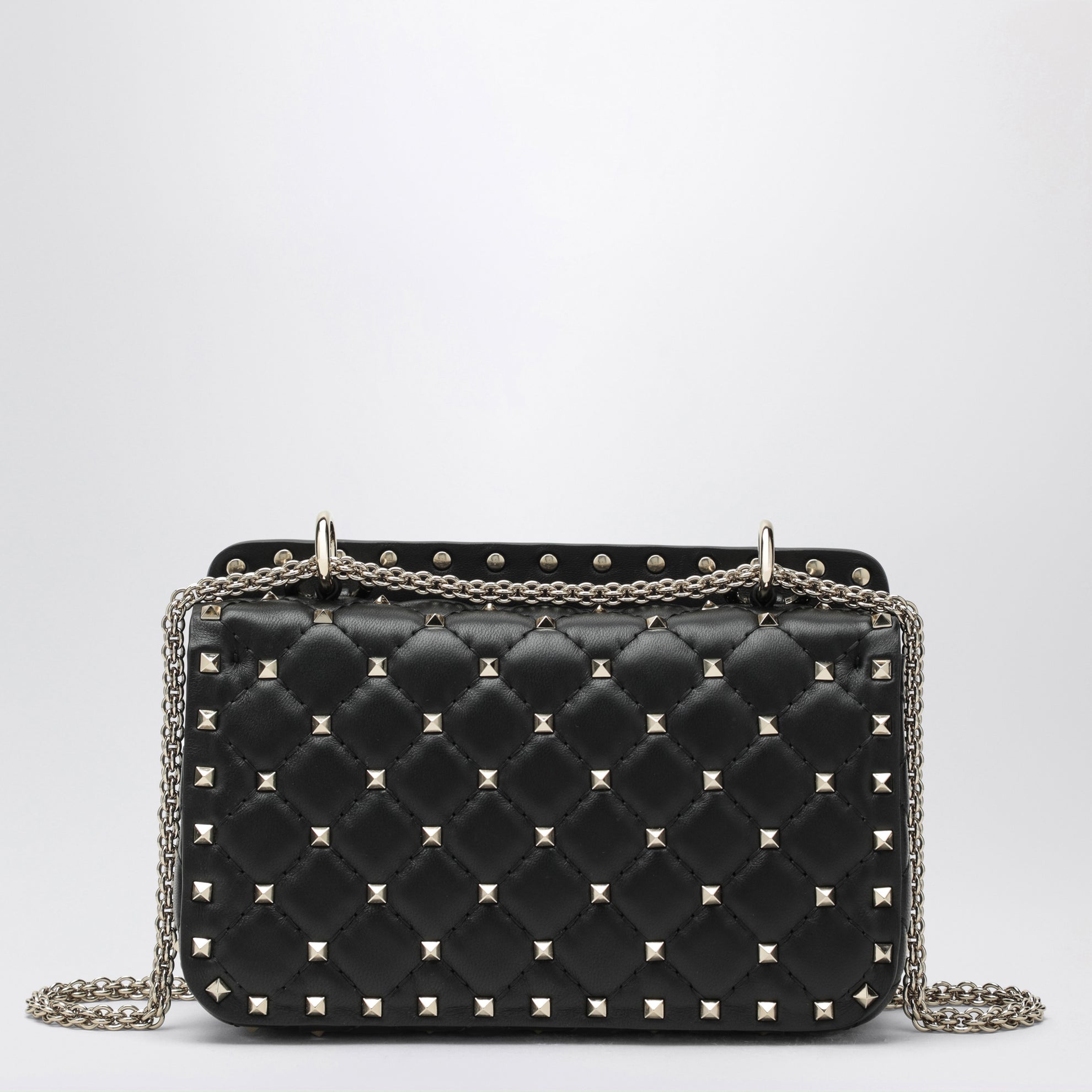 Borsa a mano mini Rockstud Spike in pelle nera
