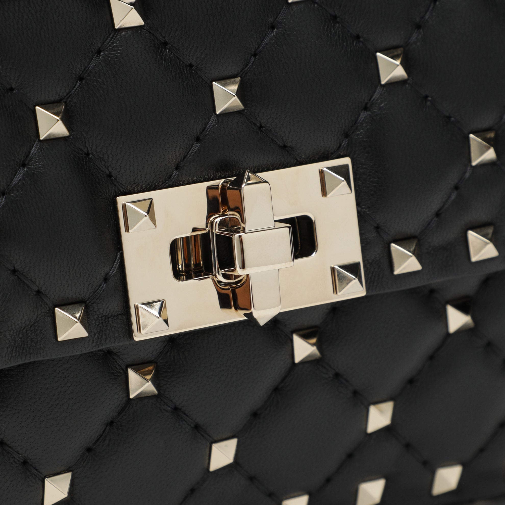 Borsa a mano mini Rockstud Spike in pelle nera