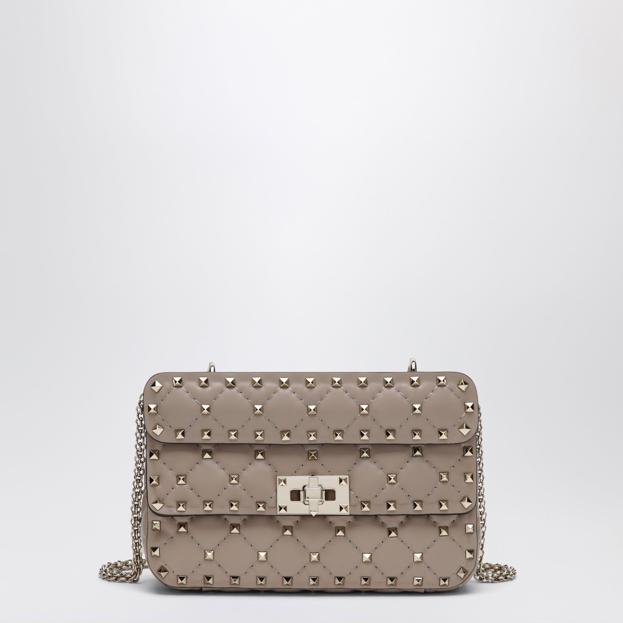 Mini Rockstud Spike top-handle bag in powder pink leather