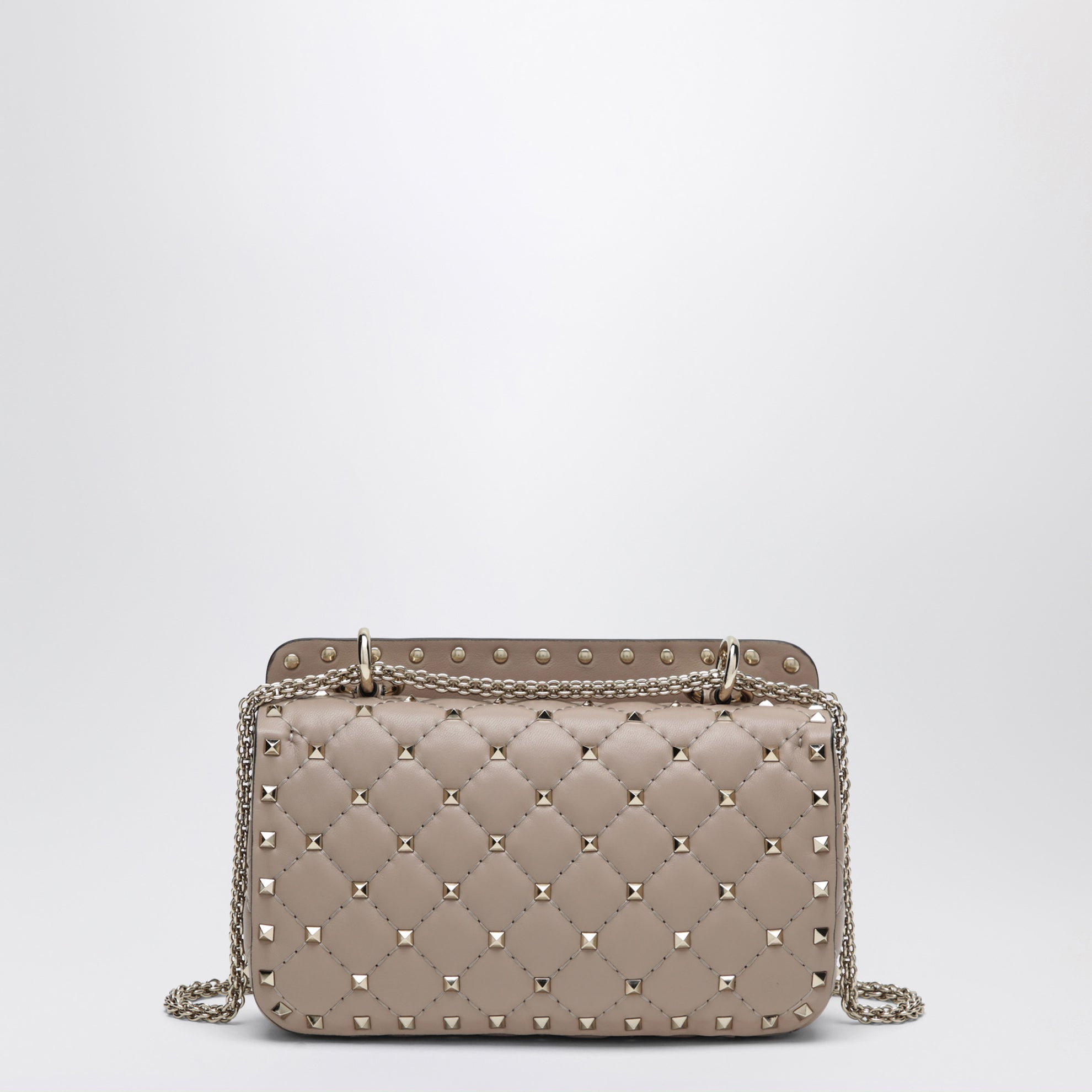 Mini Rockstud Spike top-handle bag in powder pink leather