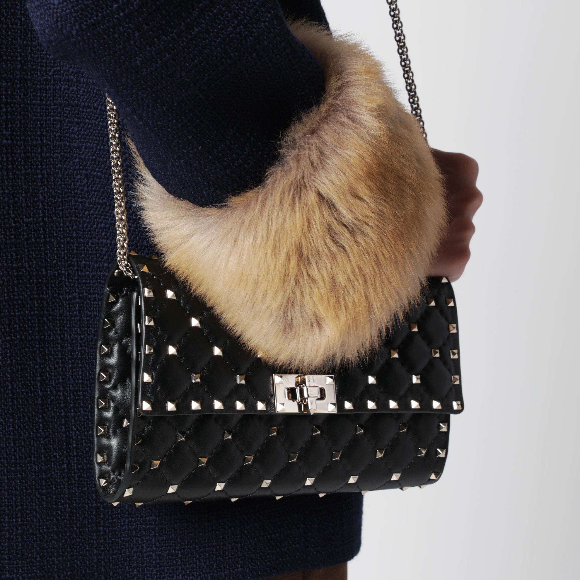 Borsa a tracolla Rockstud Spike nera