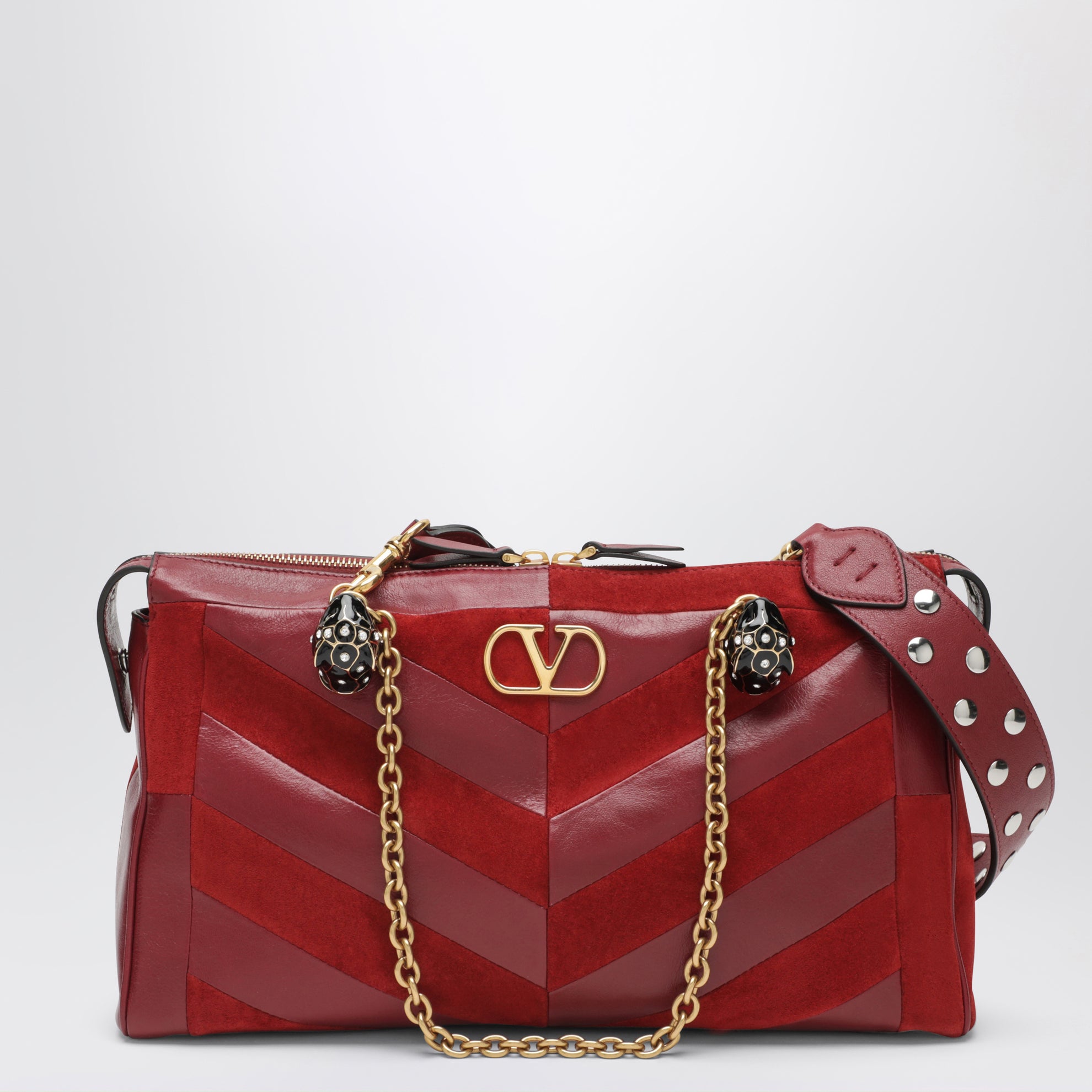 Medium Panthea shoulder bag in suede and nappa leather with Chevron pattern