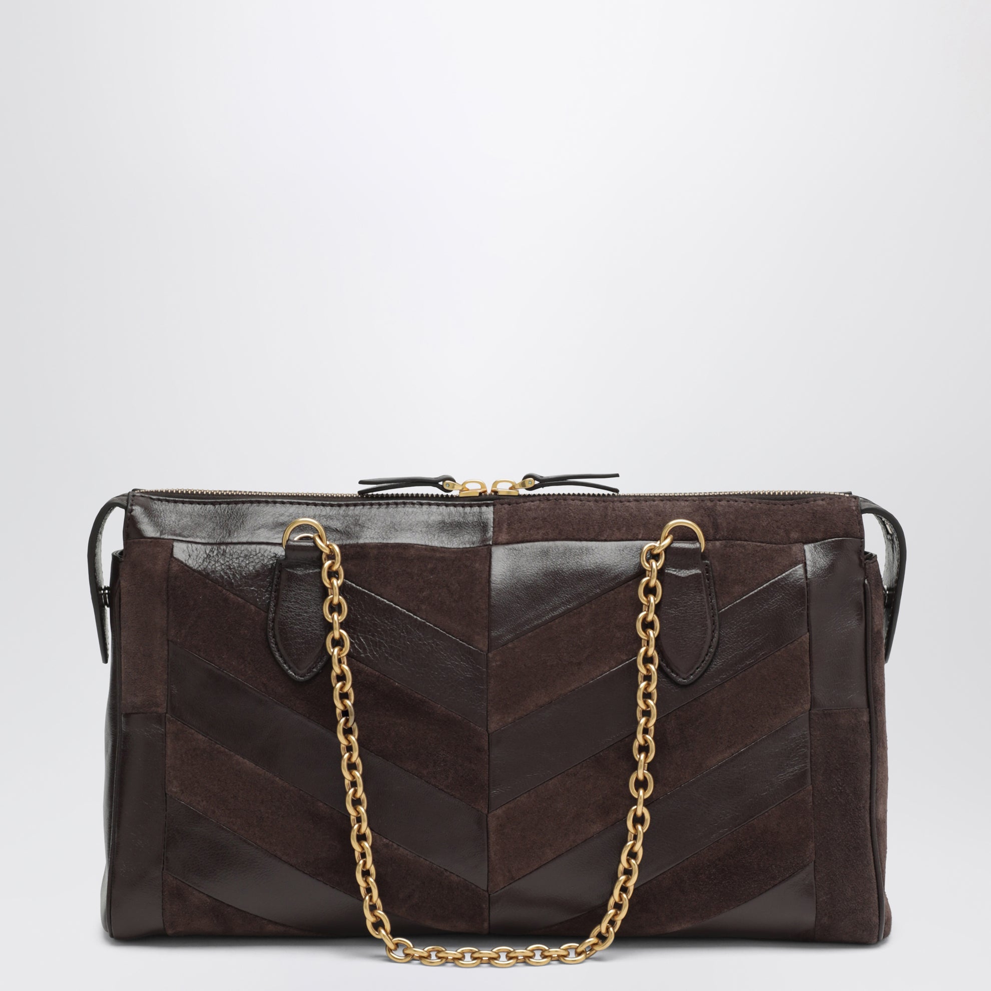 Medium Panthea shoulder bag in suede and nappa leather with Chevron pattern
