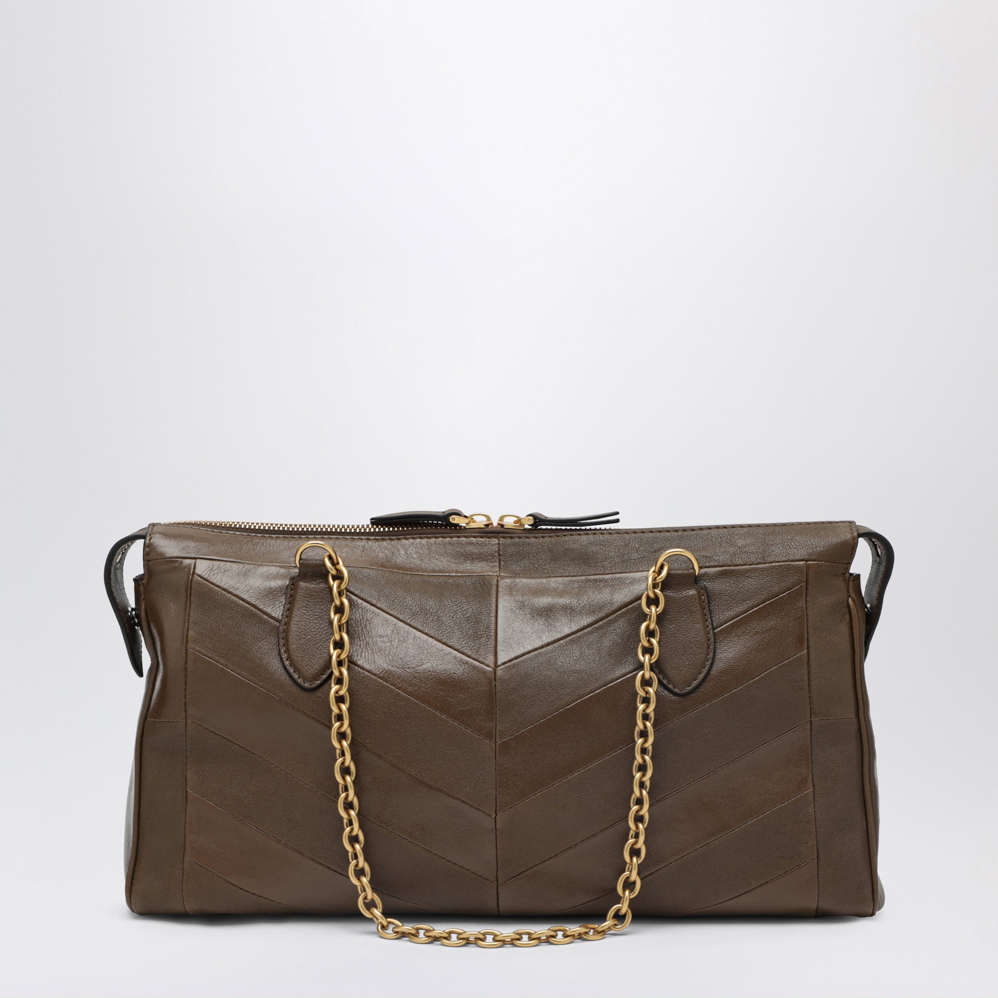 Panthea bag in tundra-colored nappa leather with chevron pattern