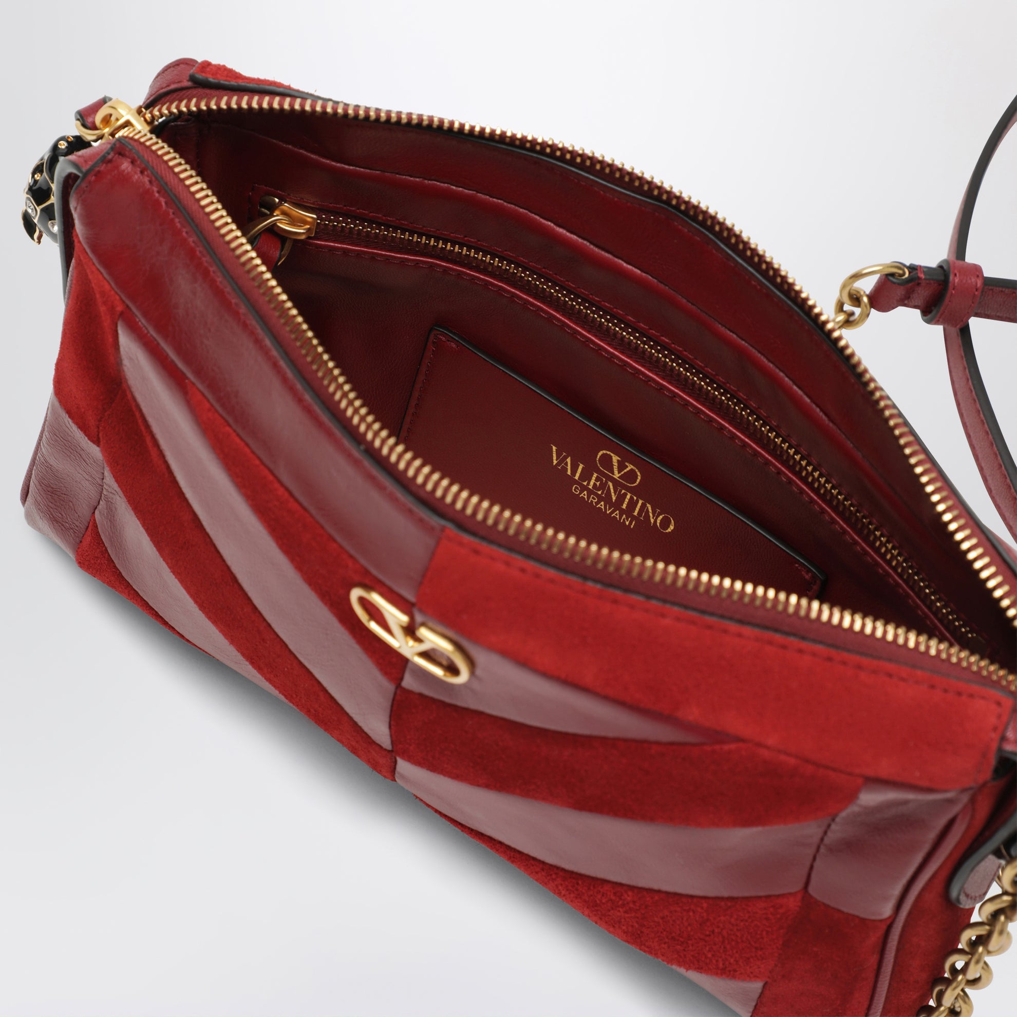 Small Panthea shoulder bag in suede and nappa leather with Chevron pattern