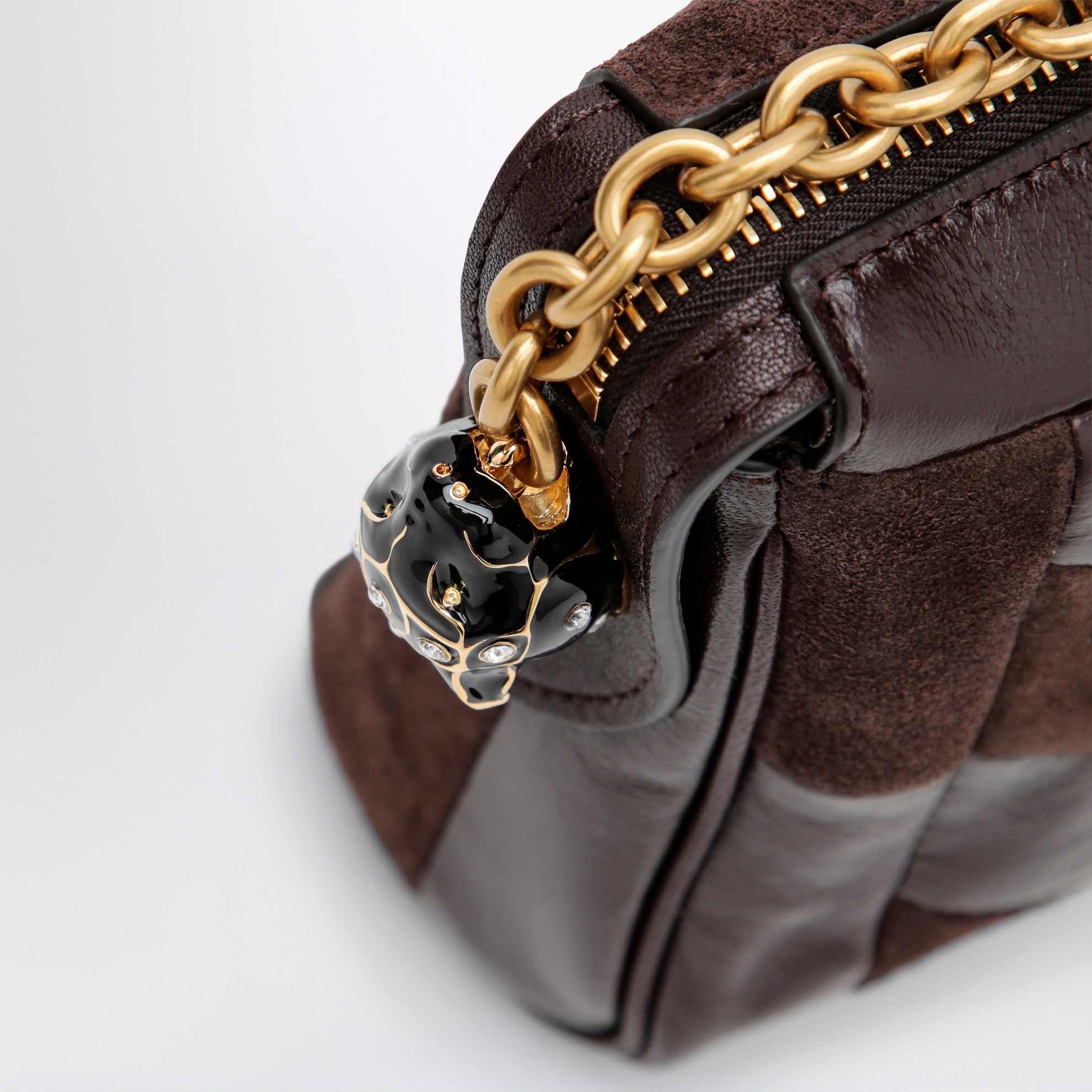 Panthea small shoulder bag in ebony brown
