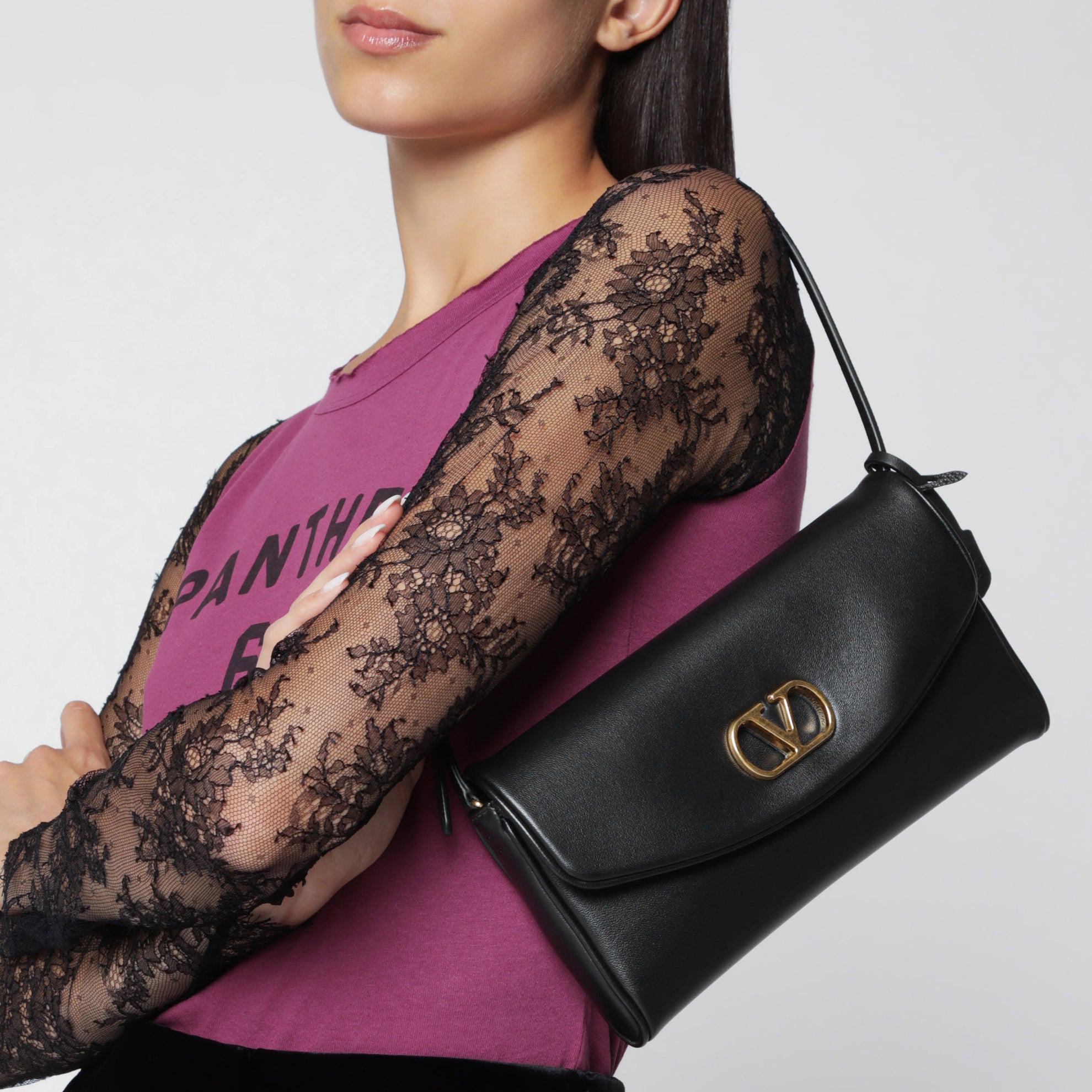 Small black Devain leather shoulder bag