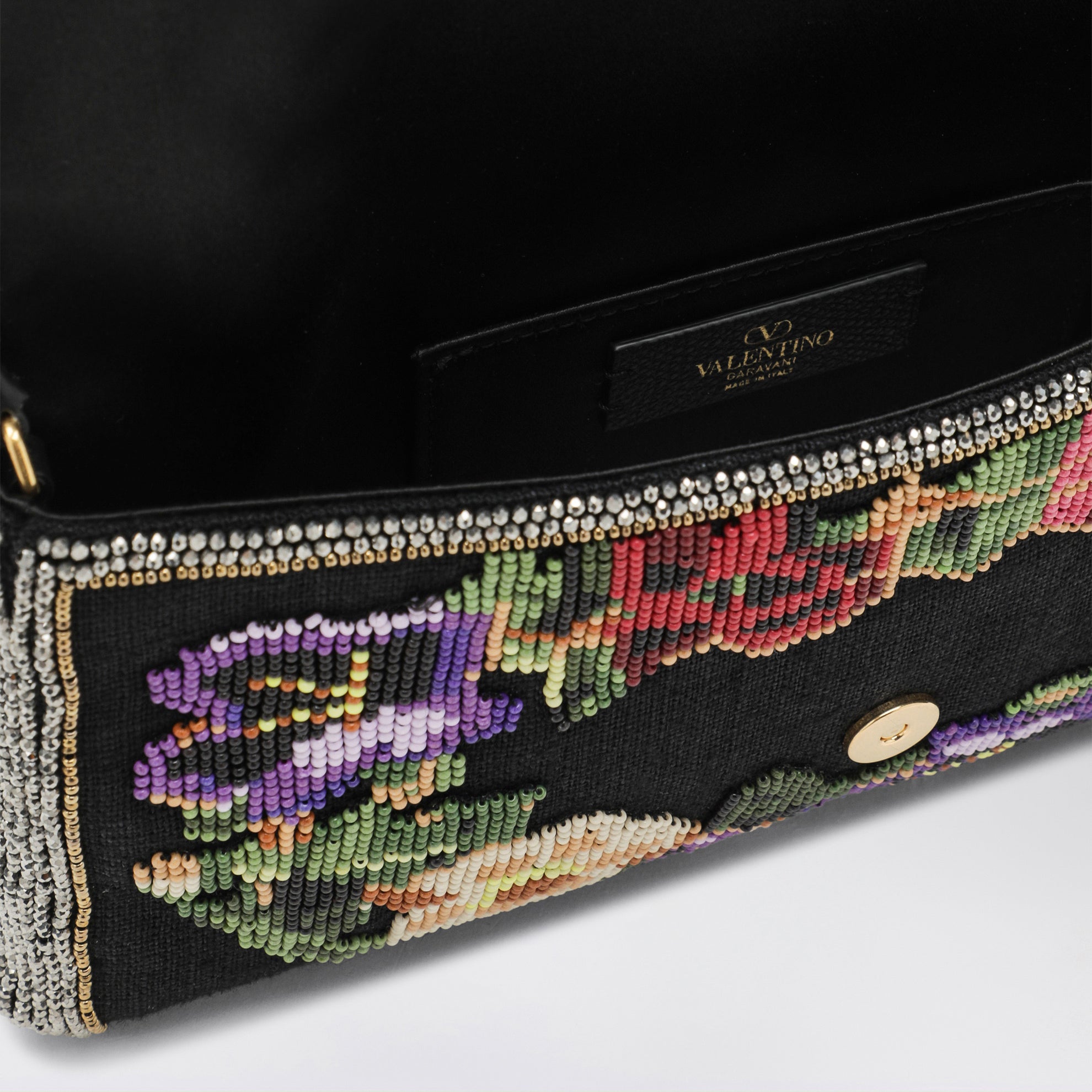 Kleine Devain Schultertasche mit floraler Perlenstickerei