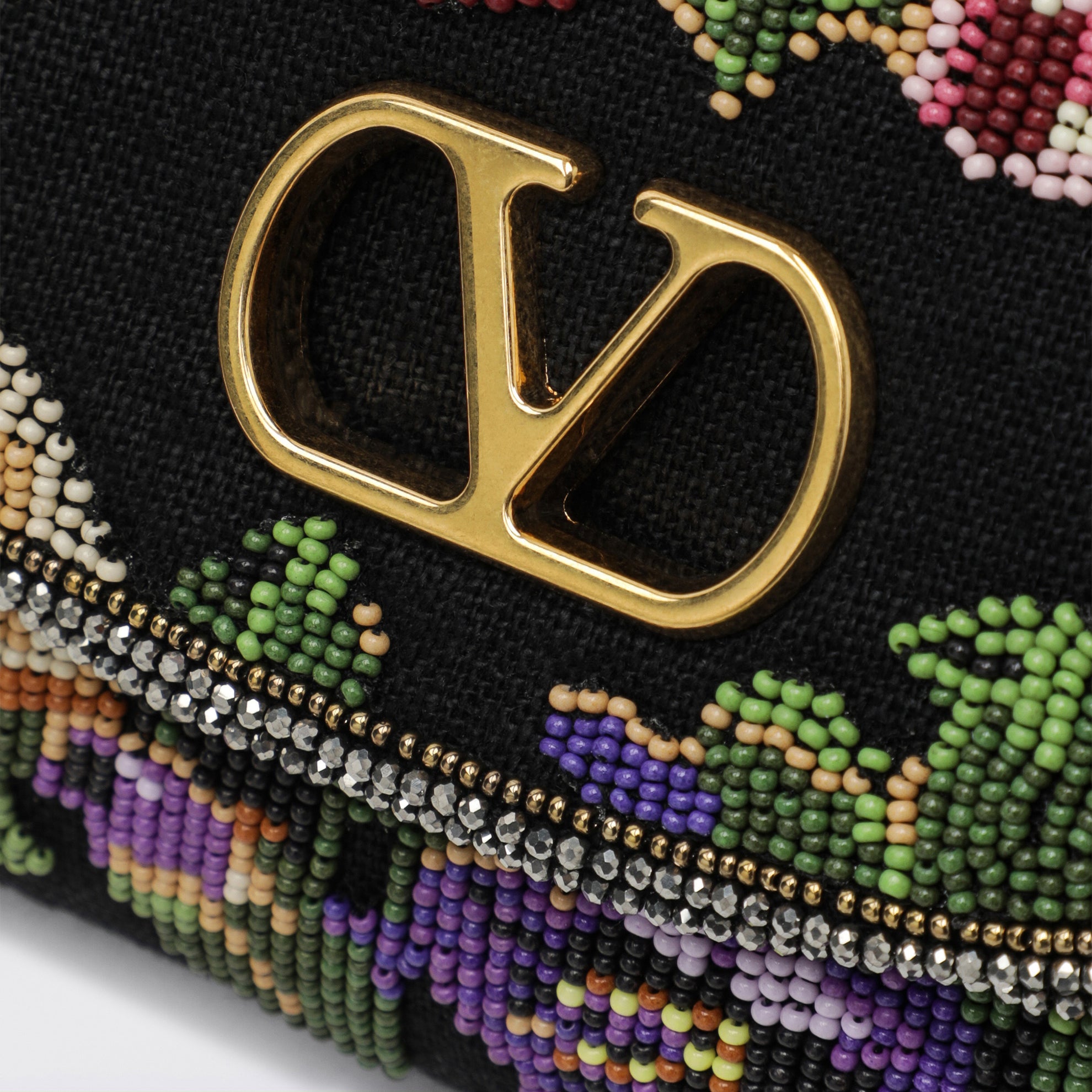 Kleine Devain Schultertasche mit floraler Perlenstickerei