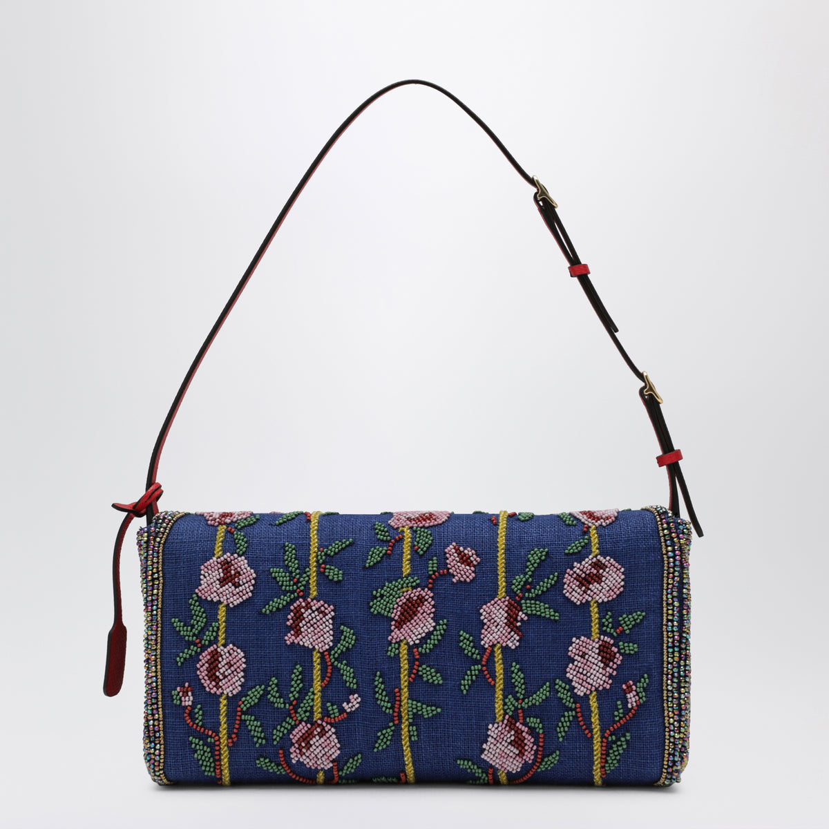 Sac VLogo Signature bleu avec broderies en perles