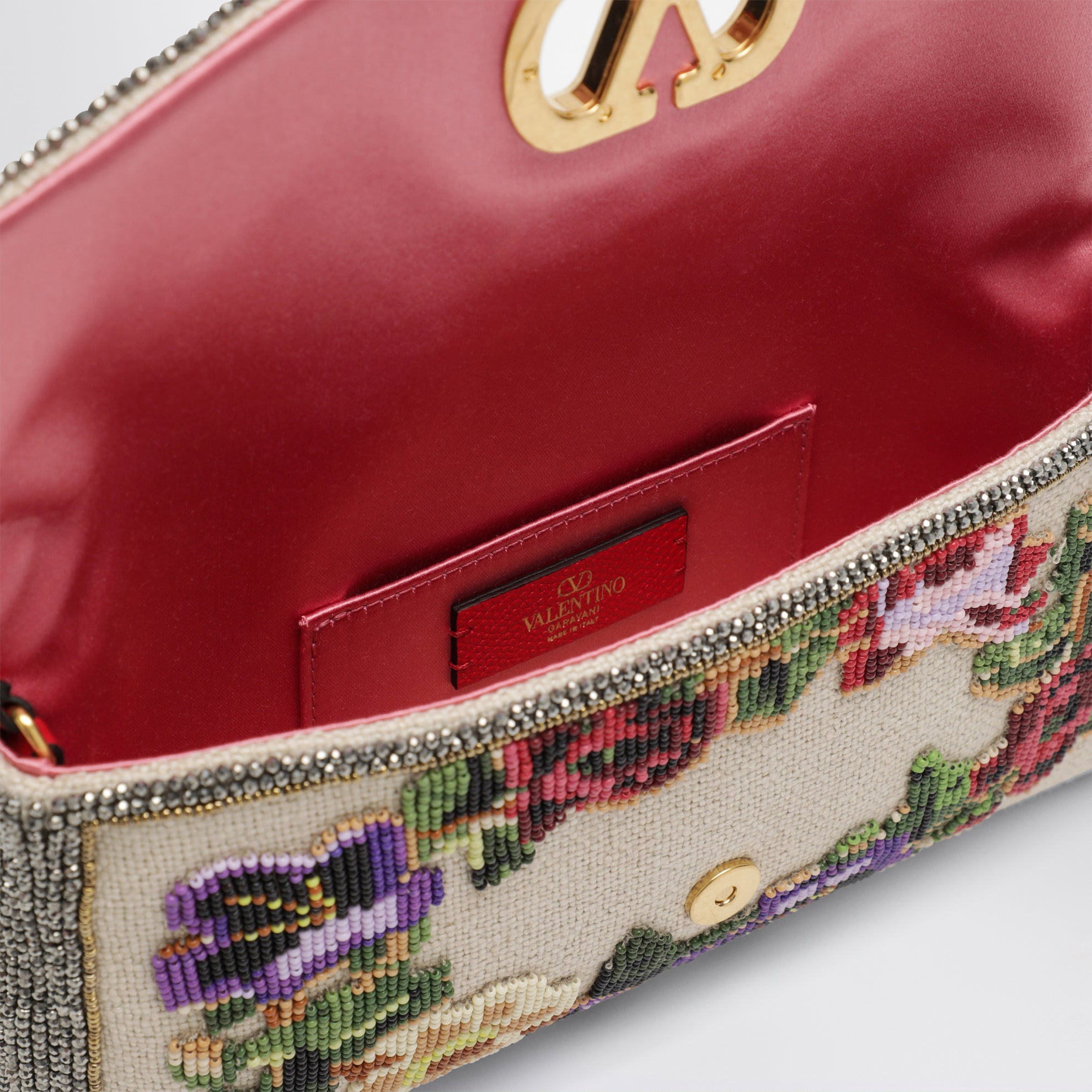 Borsa a spalla piccola Devain con ricamo floreale di perline