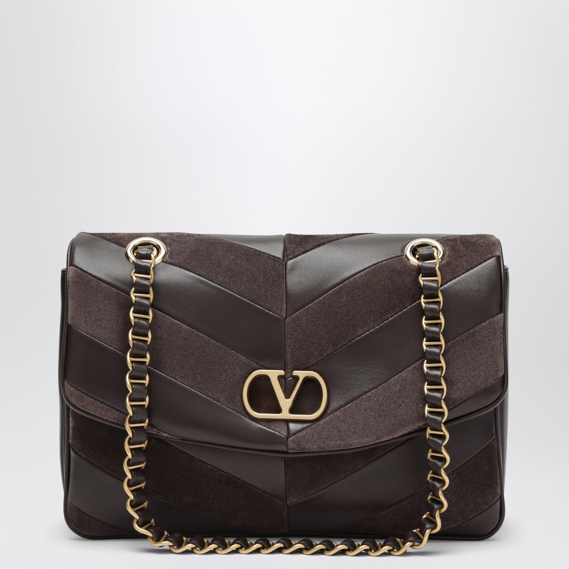 Djuna medium brown suede and nappa shoulder bag