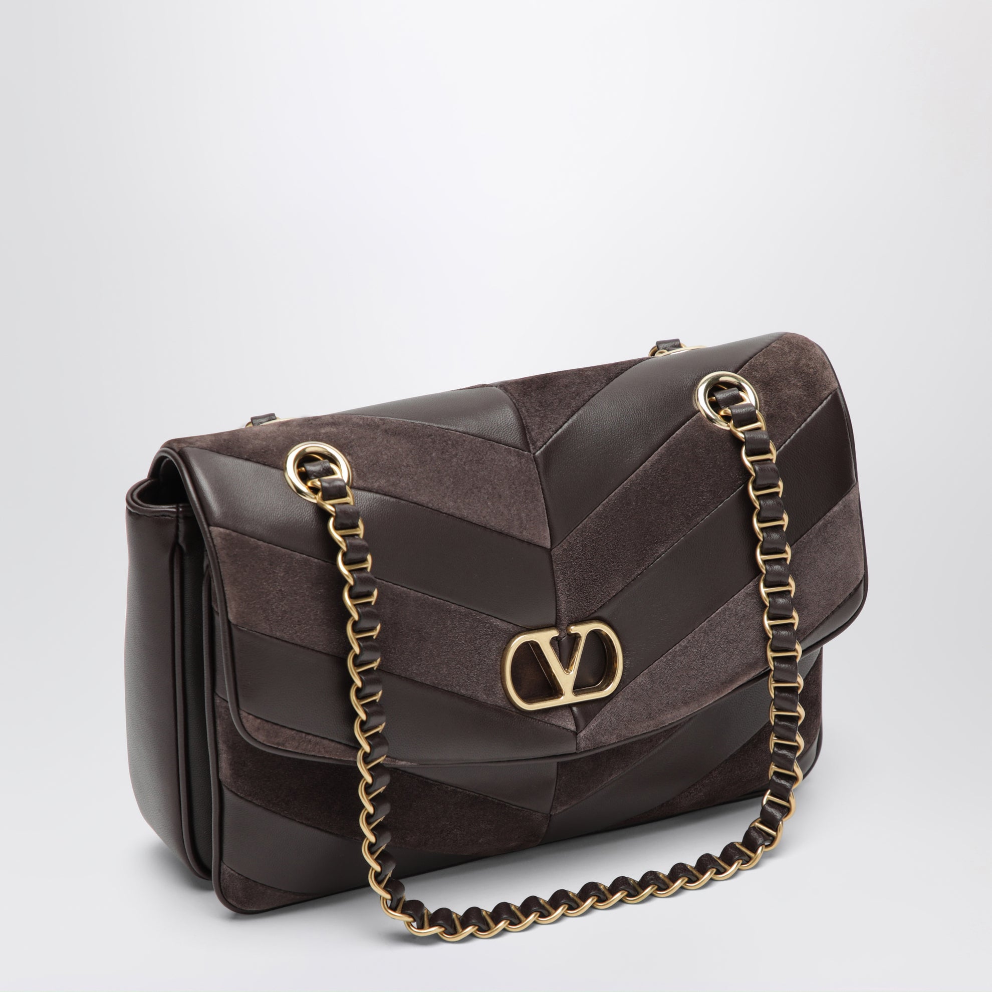 Djuna medium brown suede and nappa shoulder bag