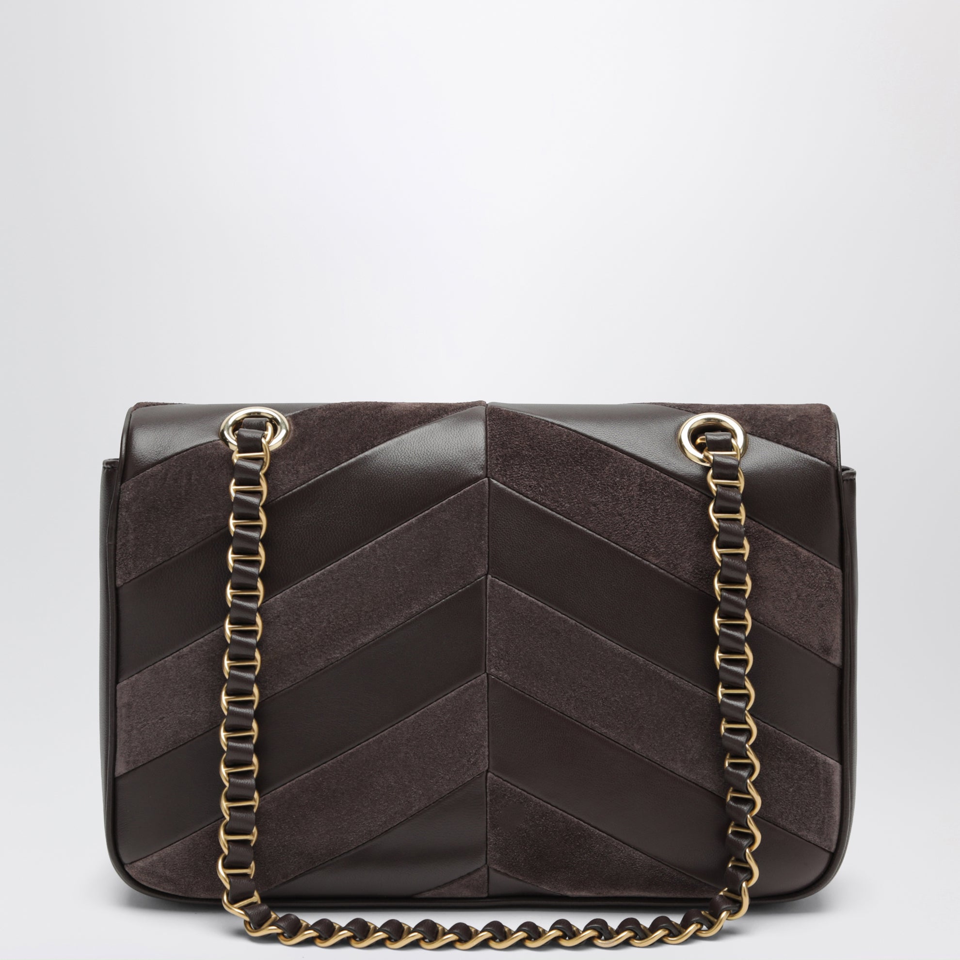 Djuna medium brown suede and nappa shoulder bag
