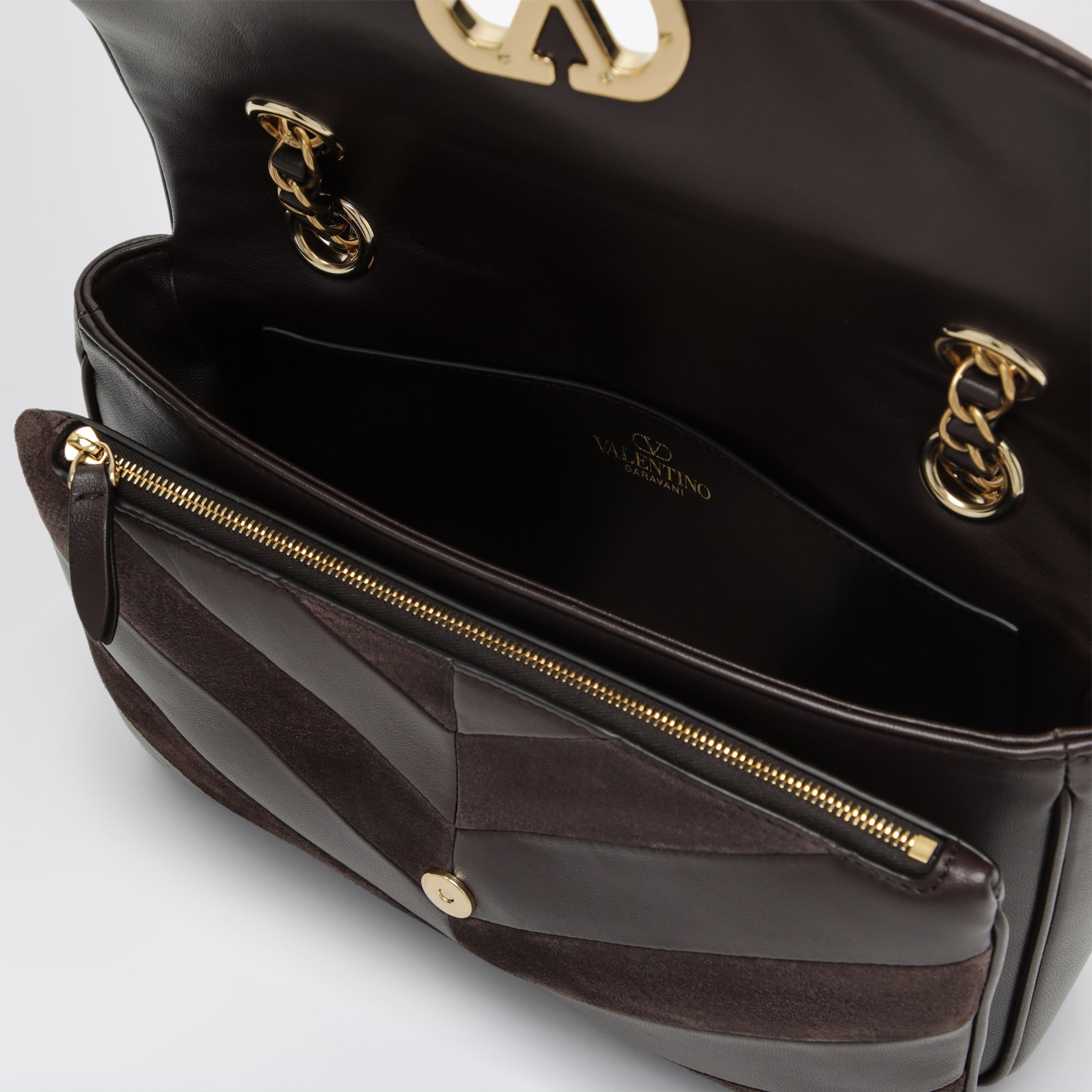 Djuna medium brown suede and nappa shoulder bag