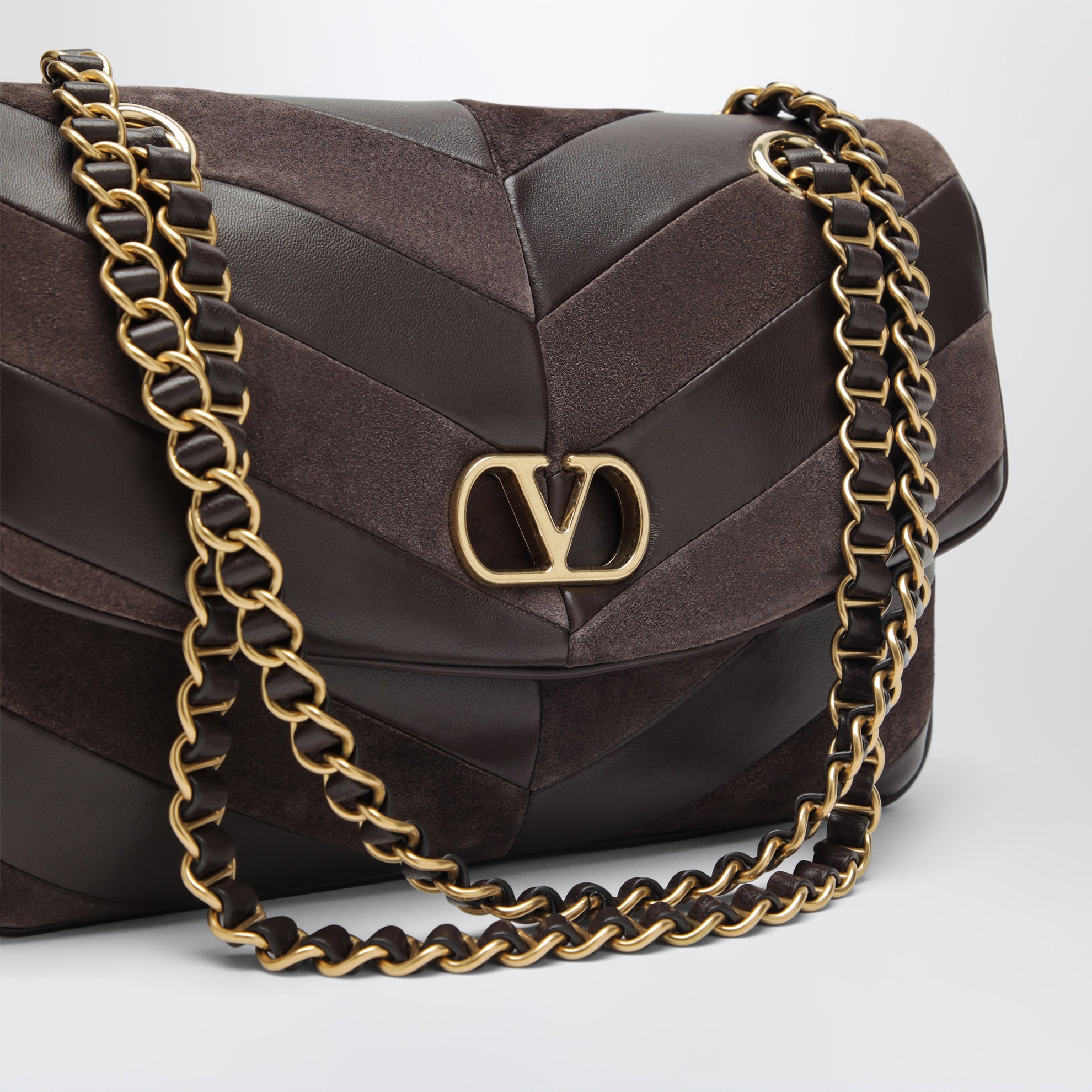 Djuna medium brown suede and nappa shoulder bag