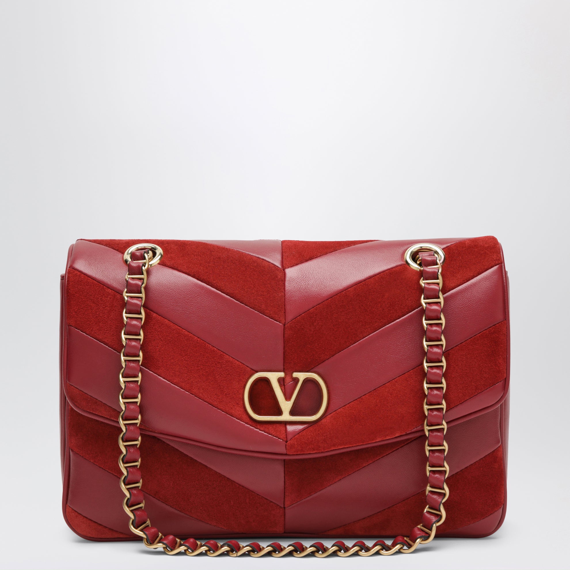 Djuna medium red suede and nappa shoulder bag