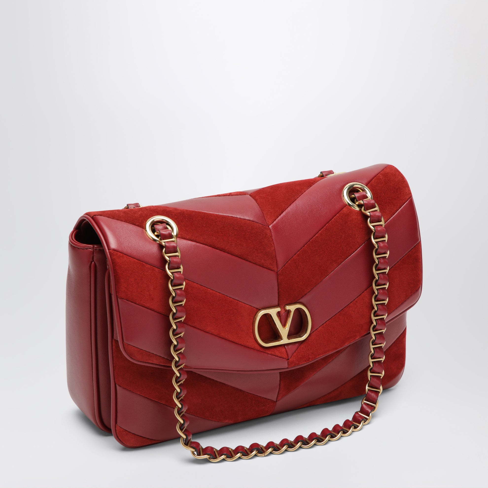 Djuna medium red suede and nappa shoulder bag