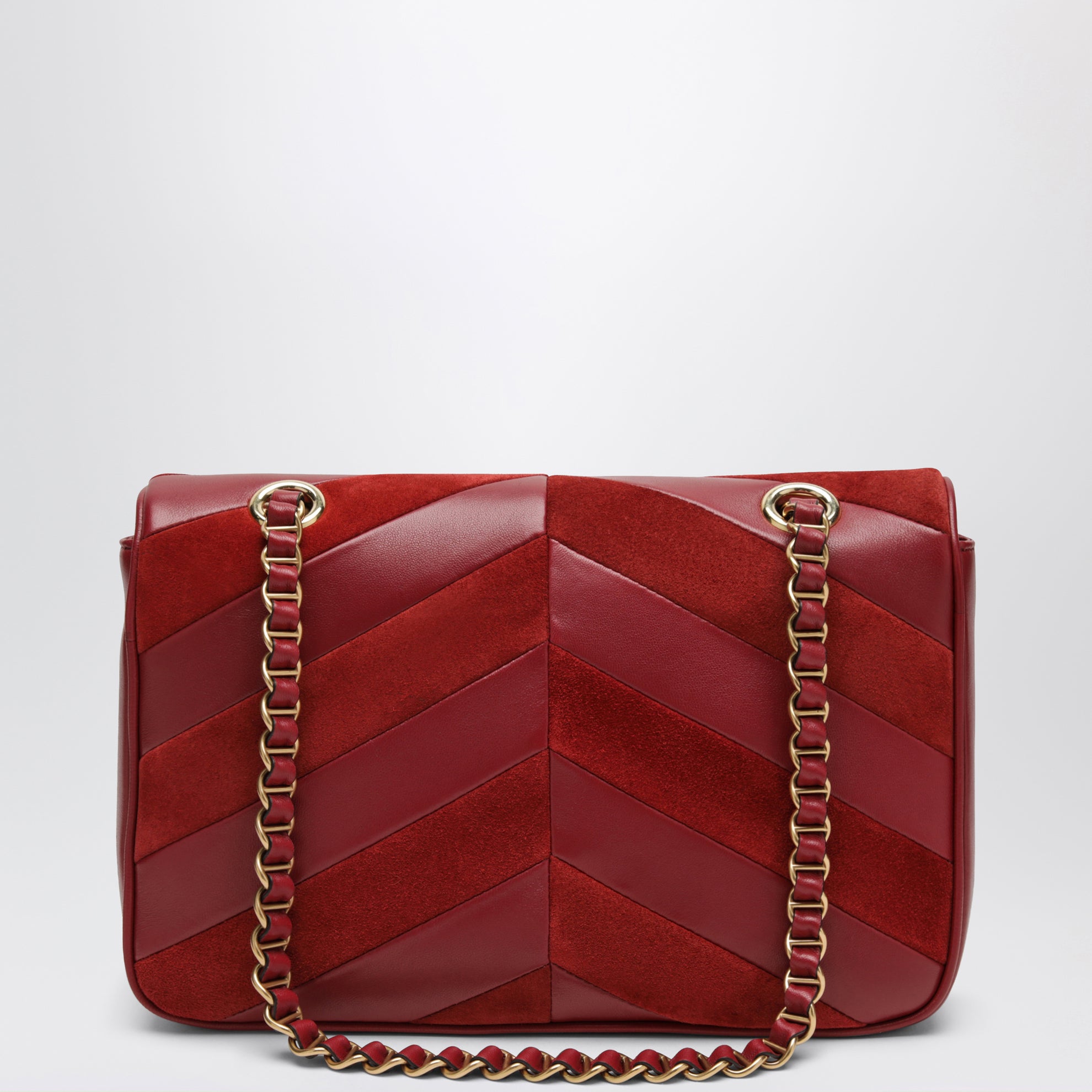 Djuna medium red suede and nappa shoulder bag