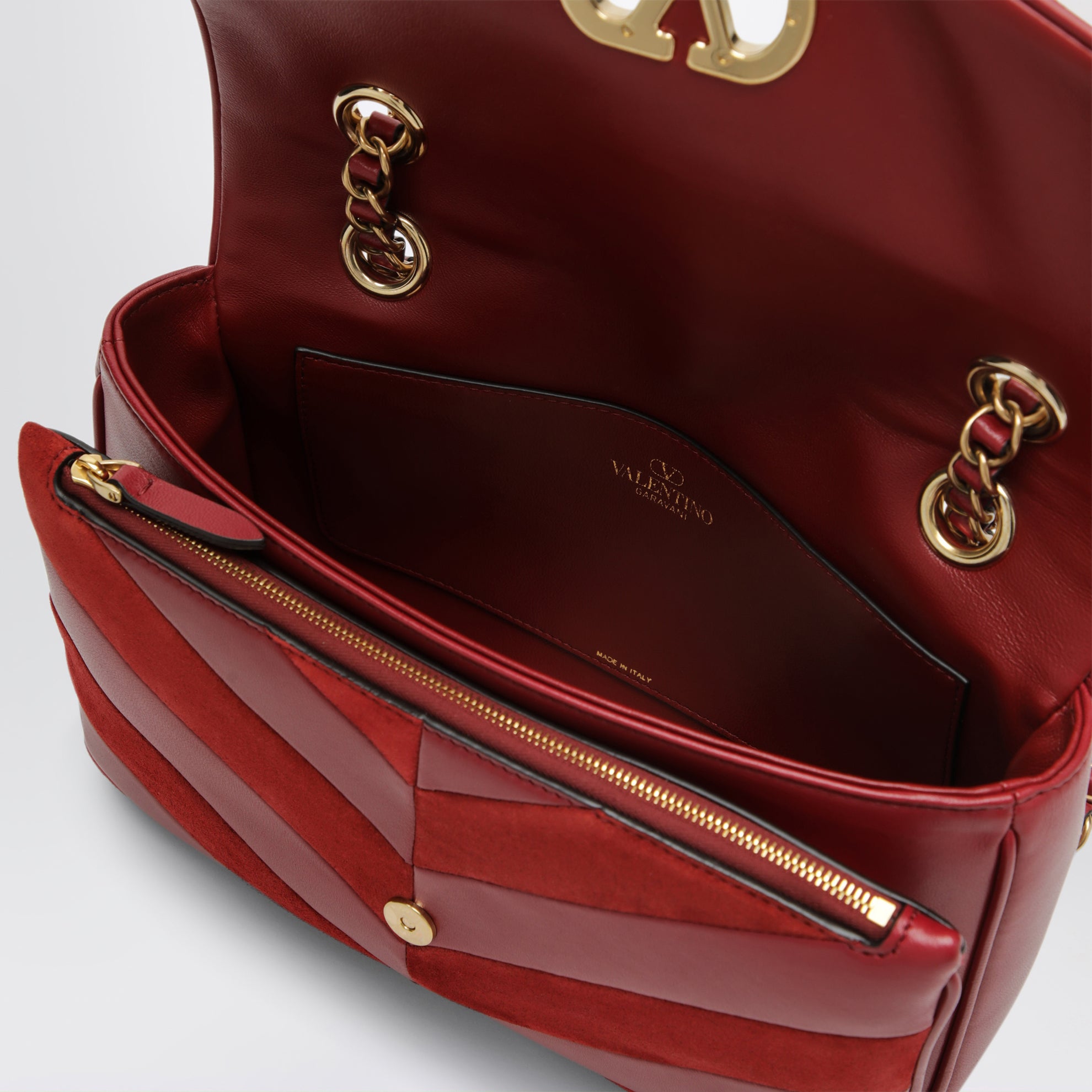 Djuna medium red suede and nappa shoulder bag