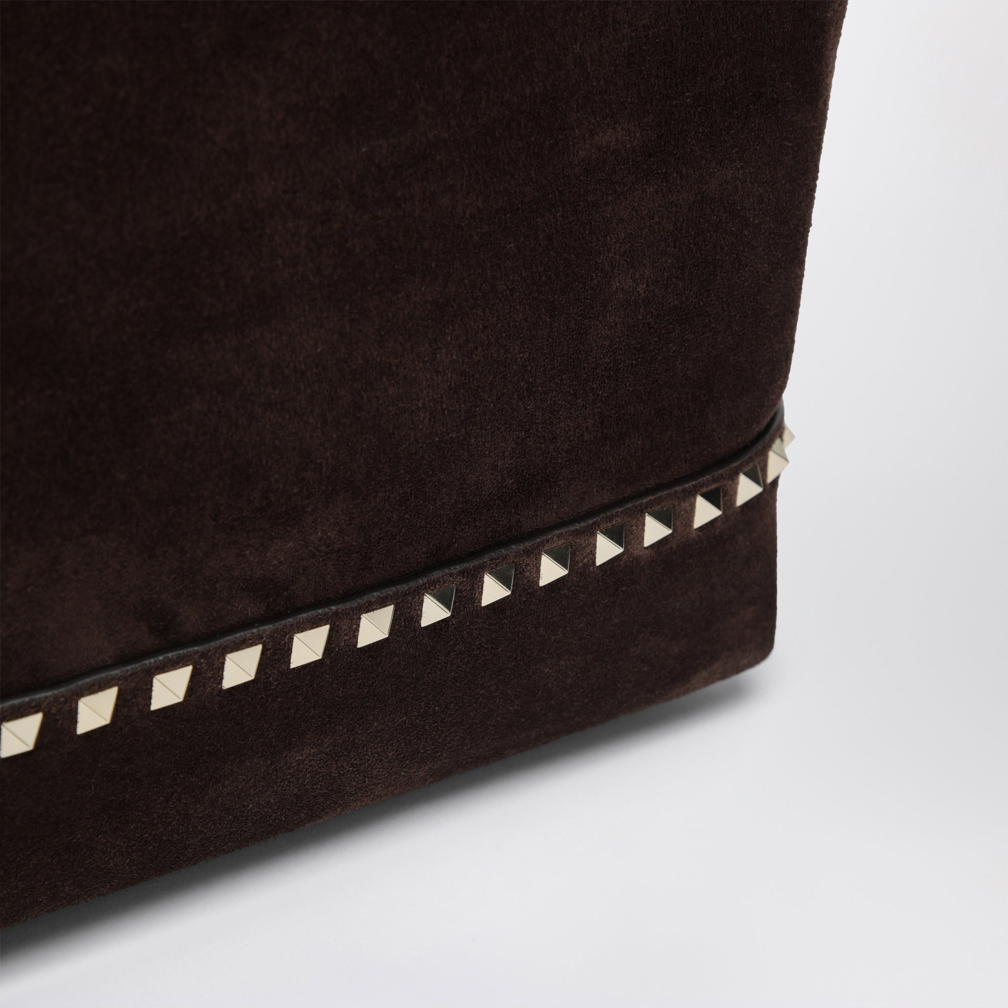 Sac cabas Rockstud moyen en daim marron ébène et noir