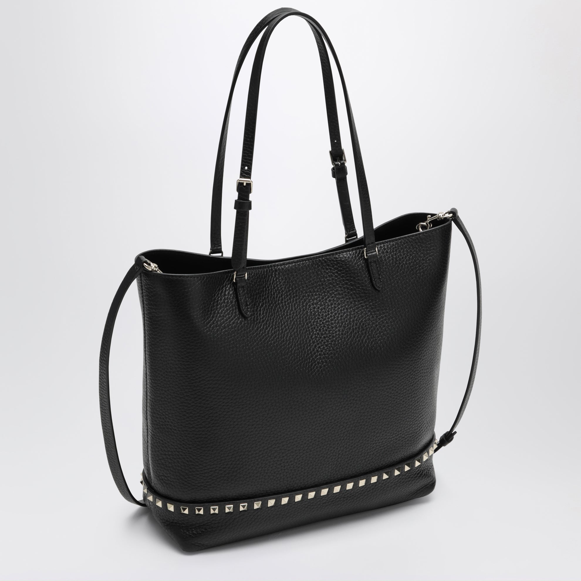 Medium Rockstud shopper bag in black leather