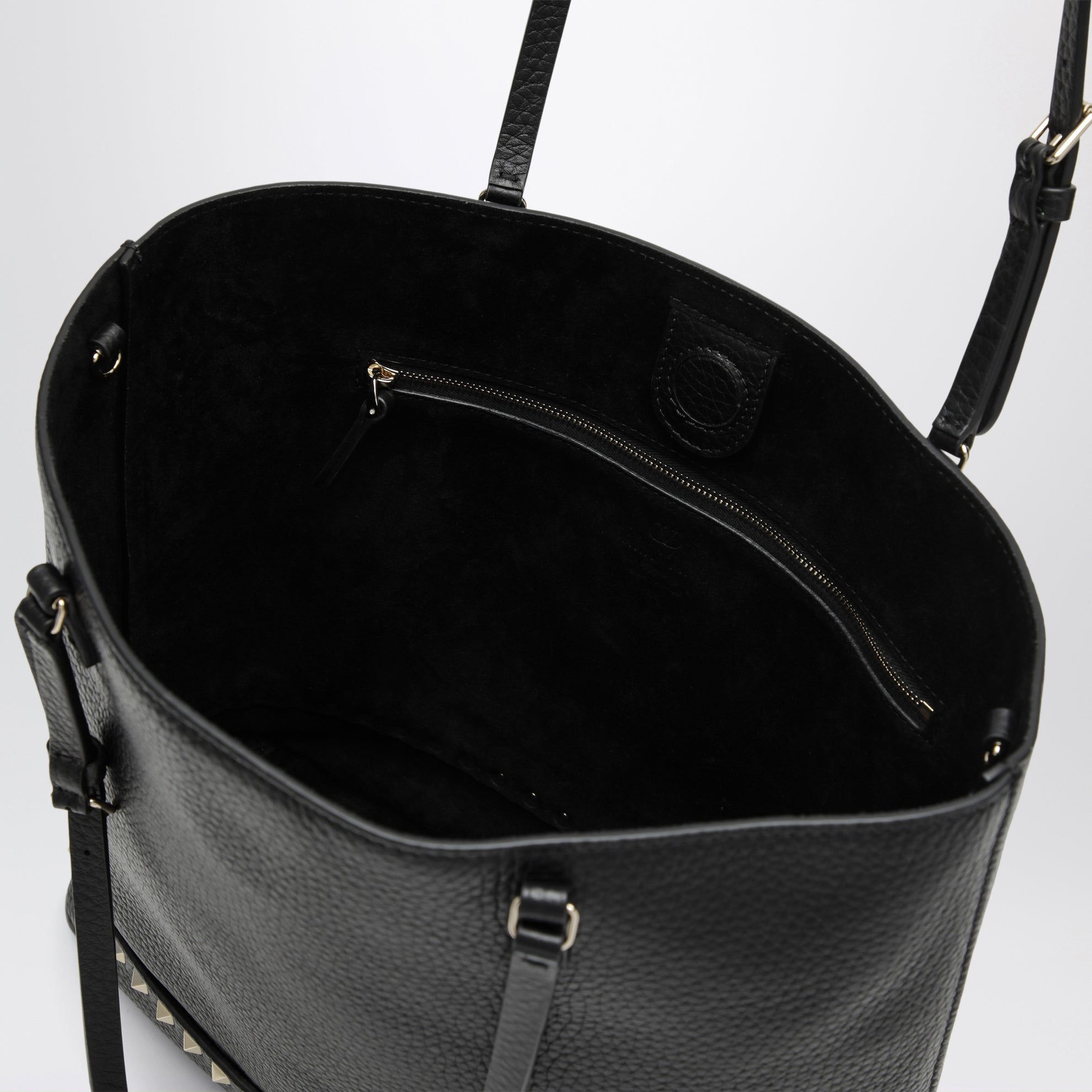 Medium Rockstud shopper bag in black leather